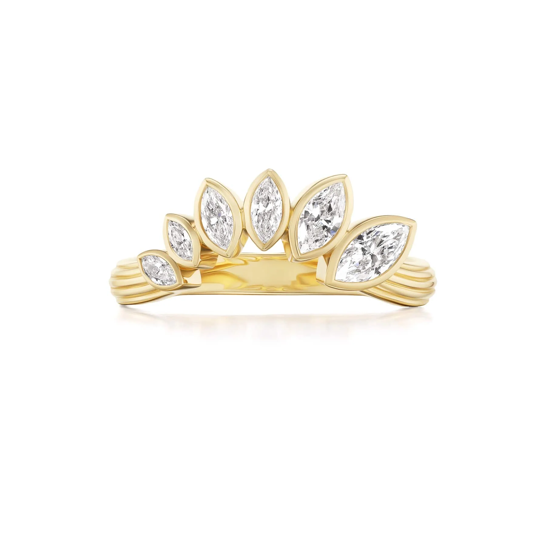 Sorellina 18K Yellow Gold Graduating Marquise Diamond Petal Ring - Image 2