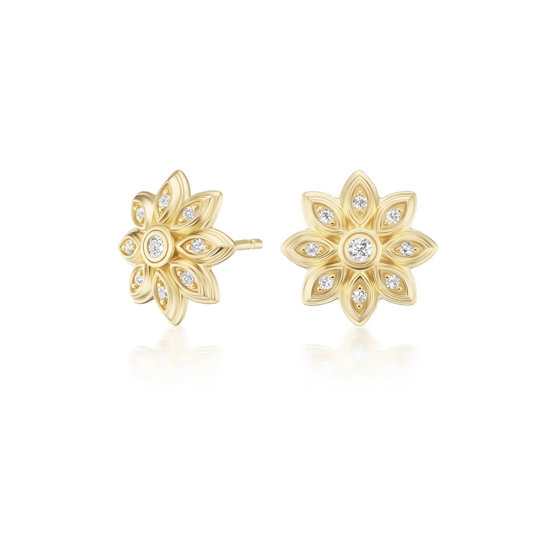 Sorellina 18K Yellow Gold Mini Diamond Flower Stud Earrings
