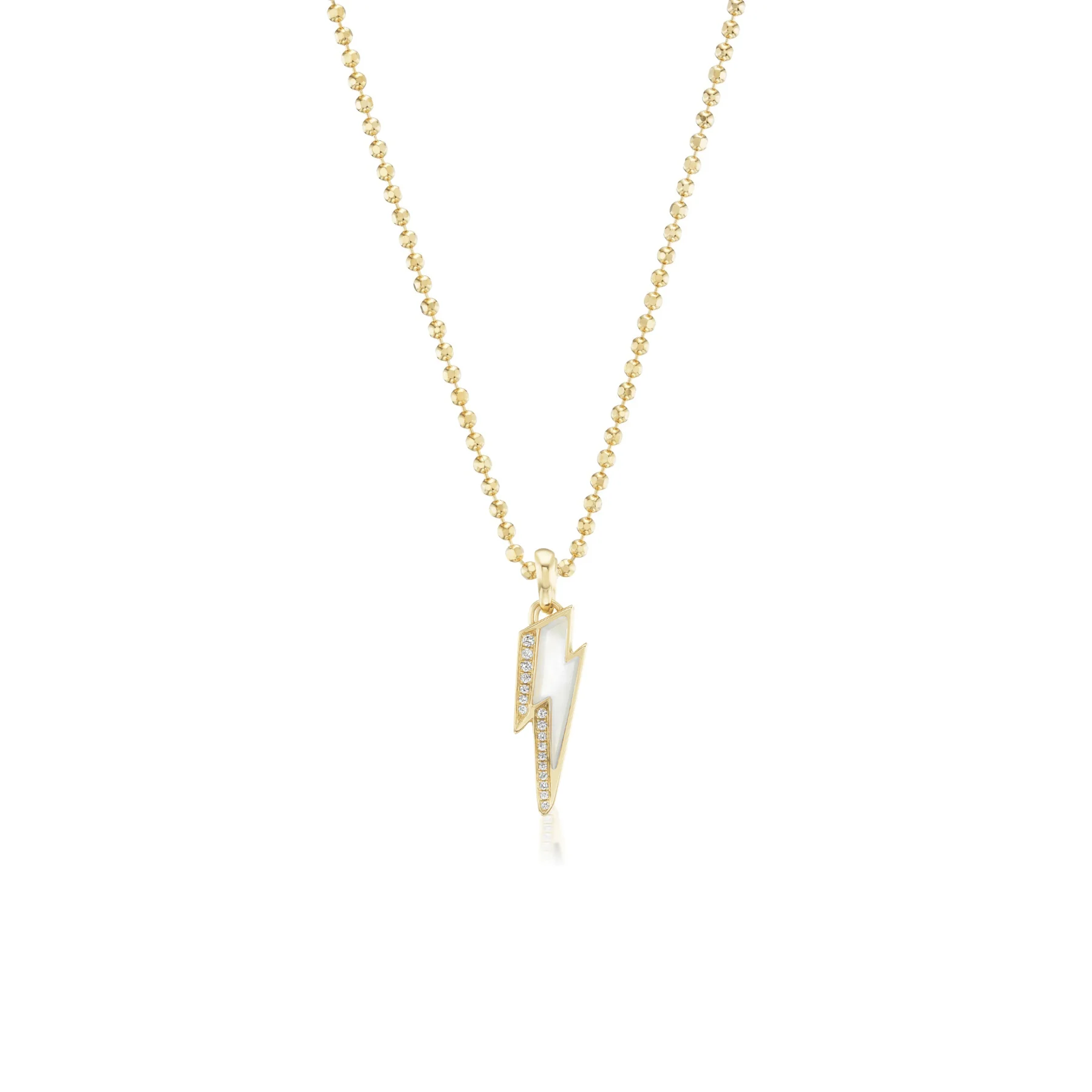 Sorellina 18K Yellow Gold Mother of Pearl Mini Ziggy Bolt Pendant