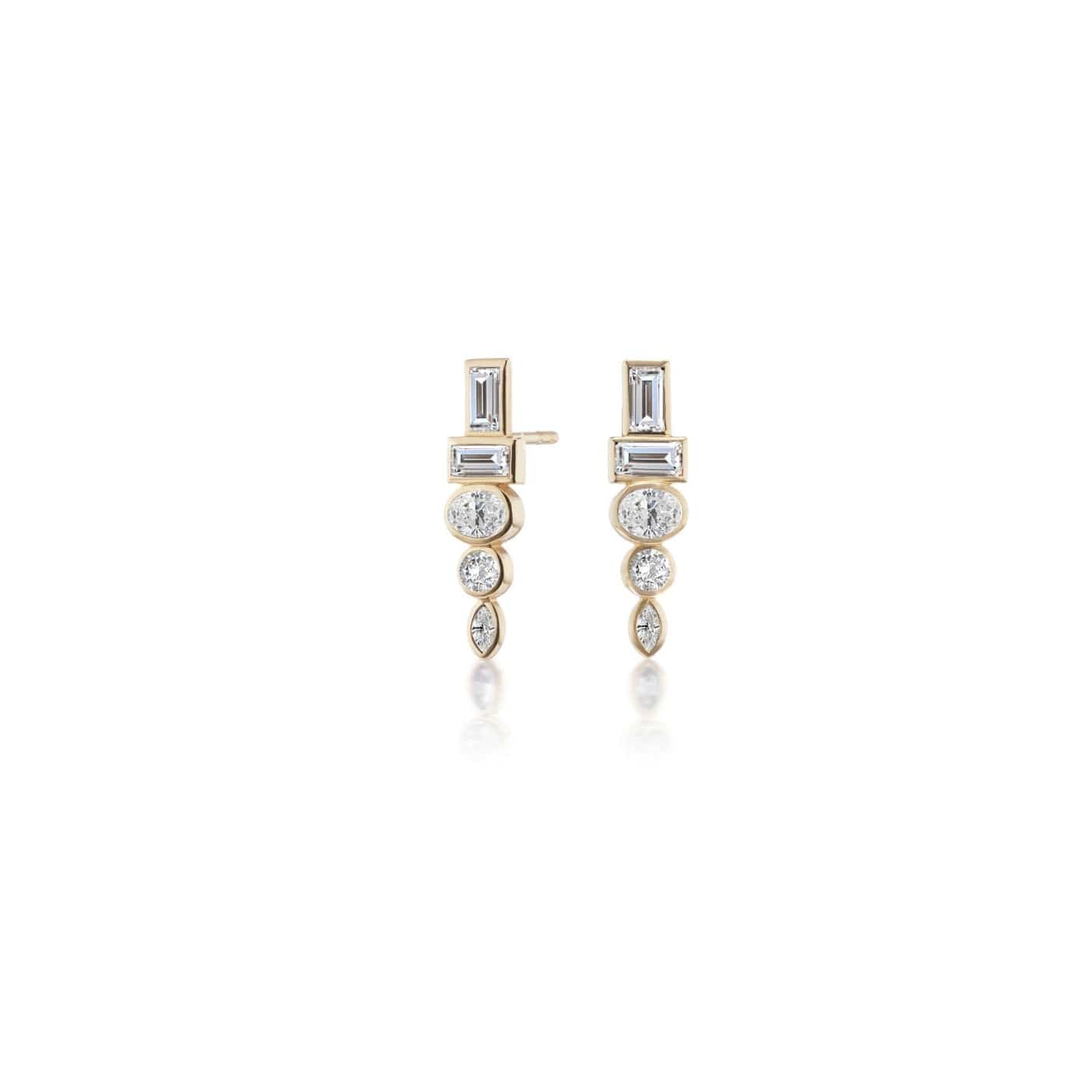 Sorellina 18K Yellow Gold Multi Shaped Diamond Totem Earrings