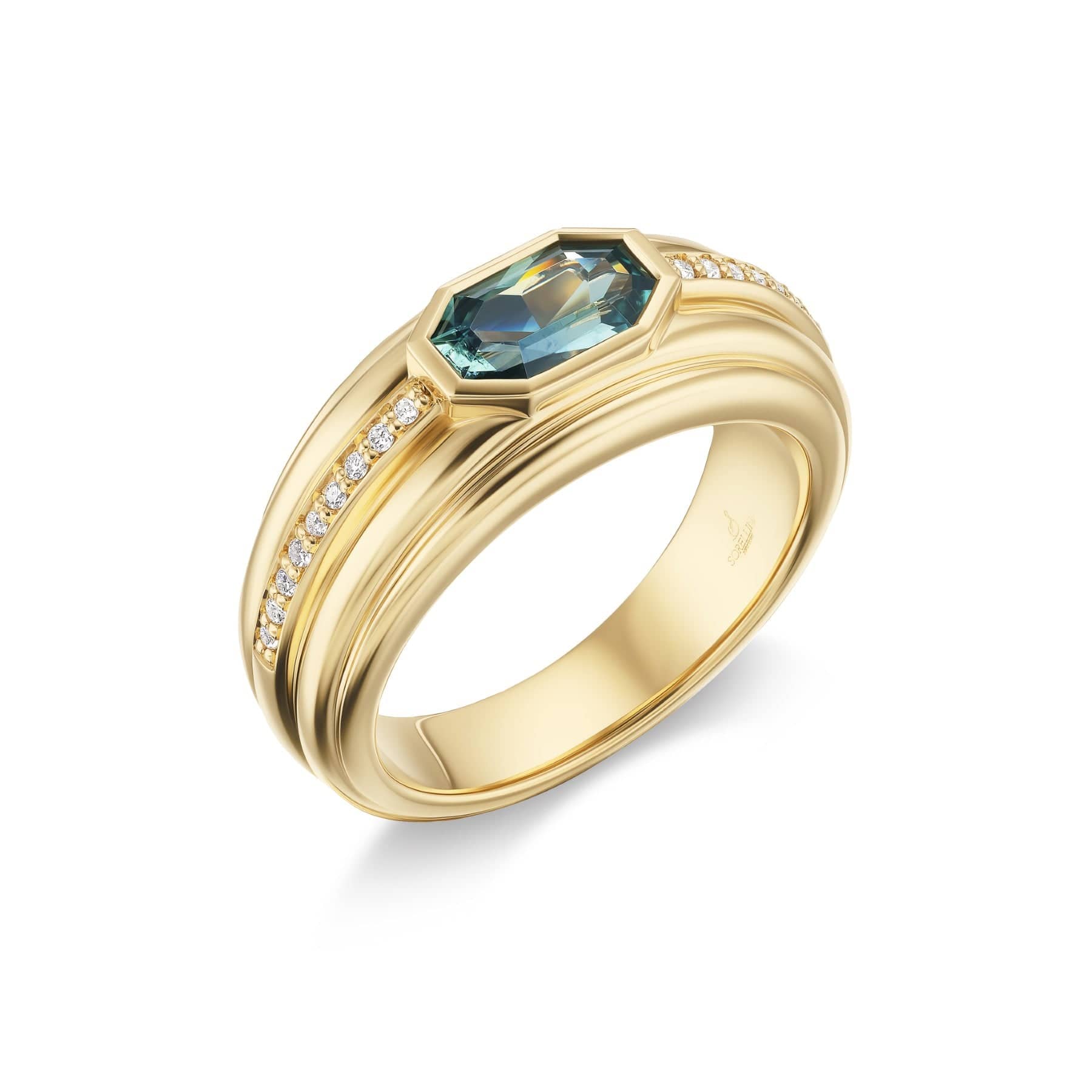 Sorellina 18K Yellow Gold One Of A Kind Montana Sapphire and Diamond Ring - Image 2