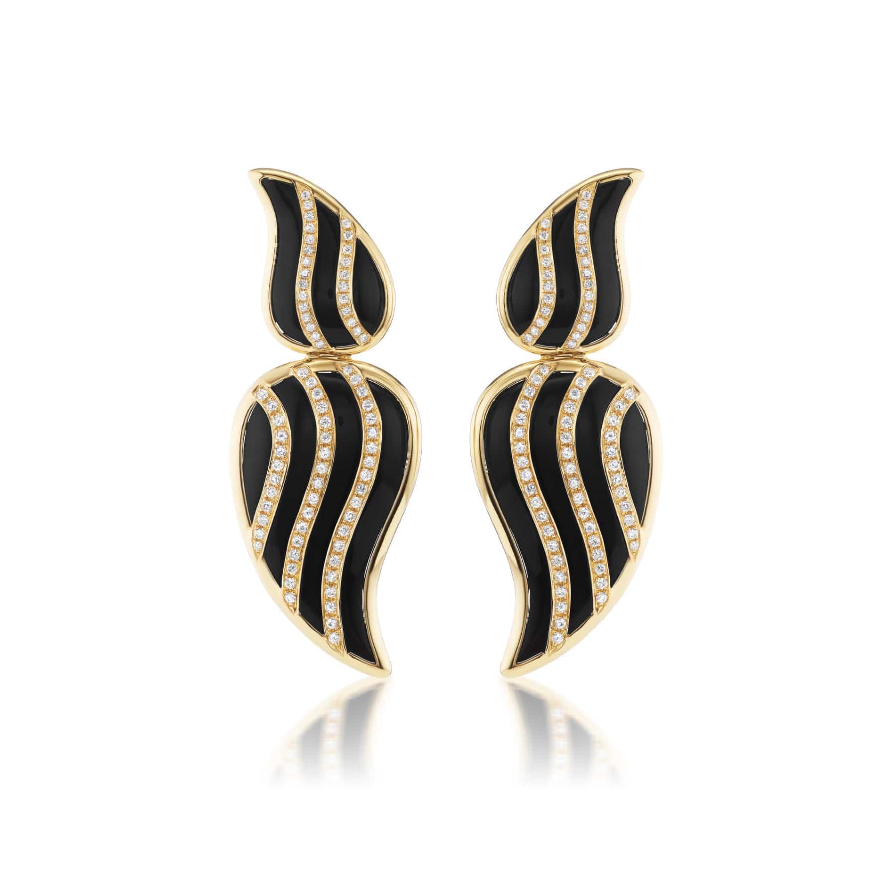 Sorellina 18K Yellow Gold Onyx and Diamond Stardust Statement Earrings
