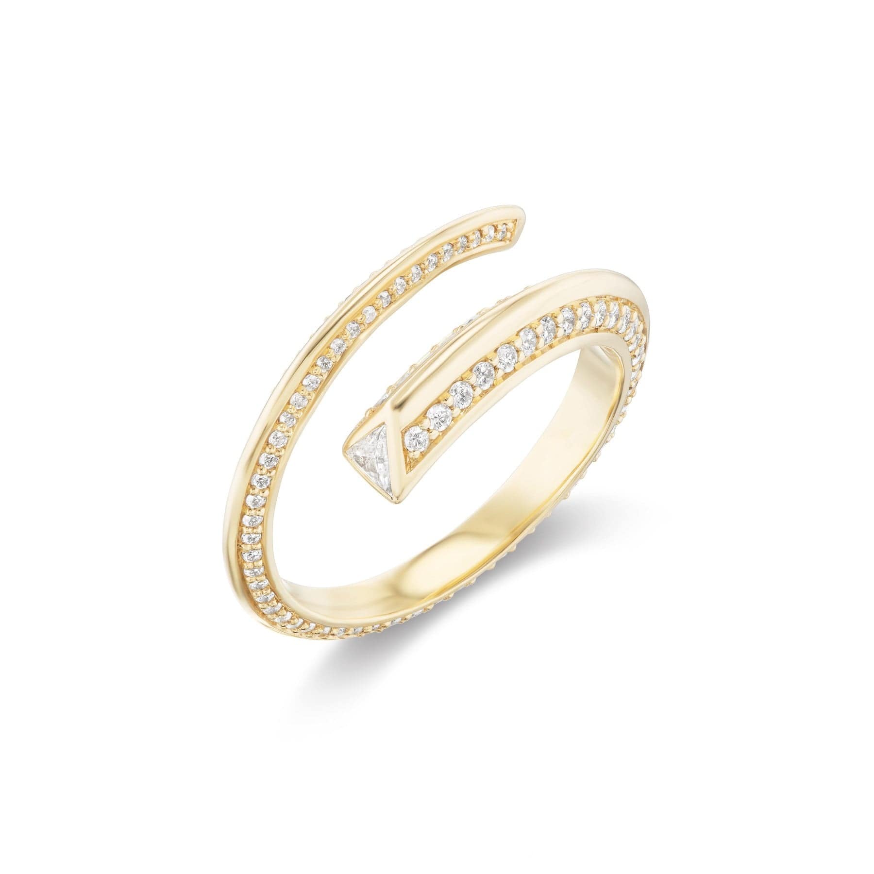 Sorellina 18K Yellow Gold Pave Diamond Ziggy Ring - Image 2