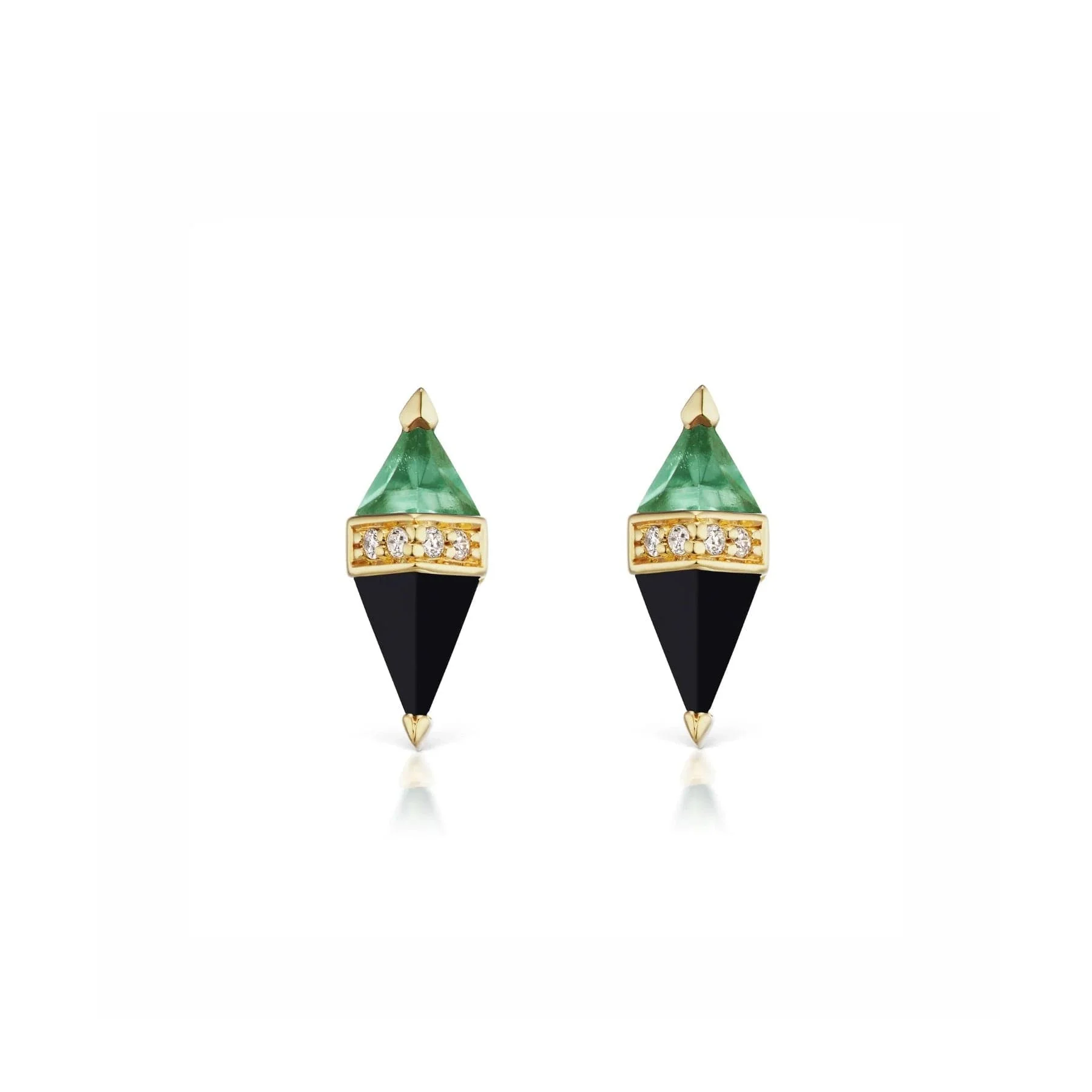 Sorellina 18K Yellow Gold Pietra Green Quartz, Onyx, and Diamond Stud Earrings