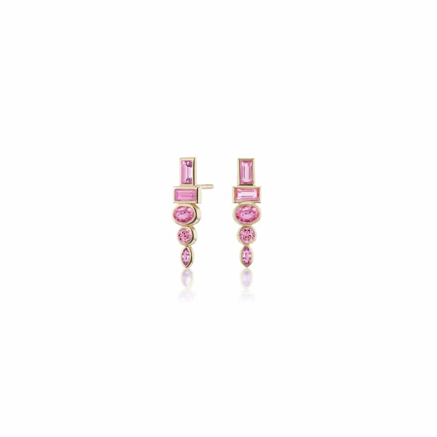 Sorellina 18K Yellow Gold Pink Sapphire Totem Stud Earrings