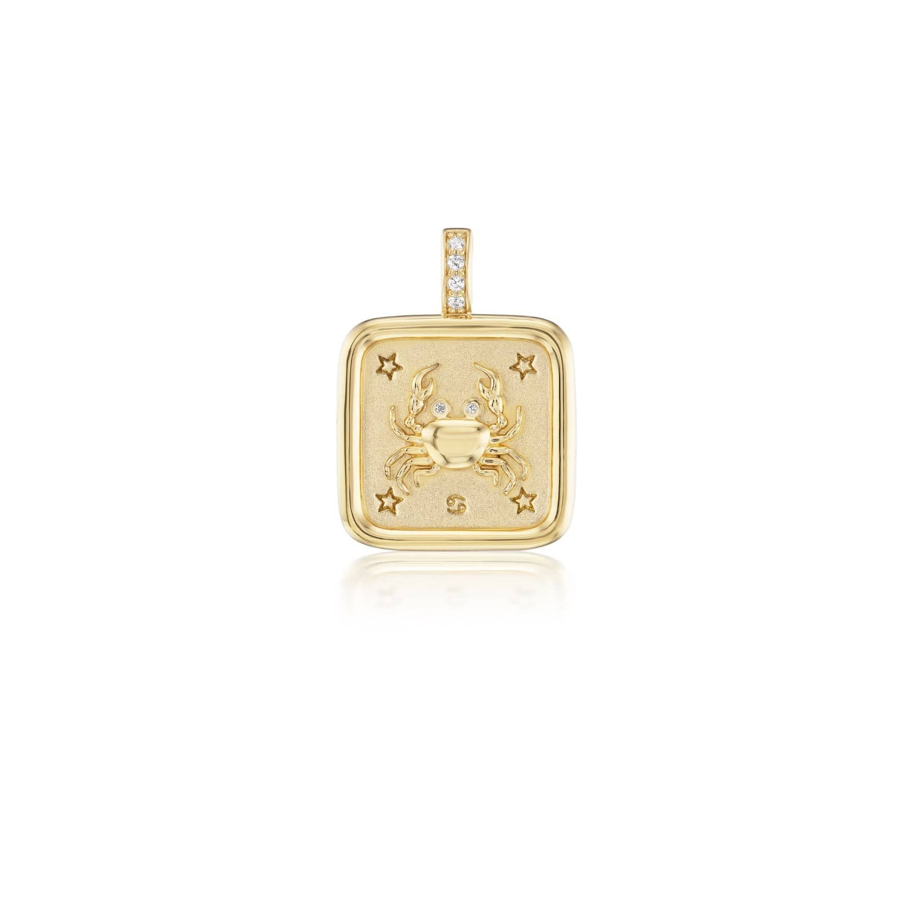 Sorellina 18K Yellow Gold Small Cancer Zodiac Square Diamond Pendant