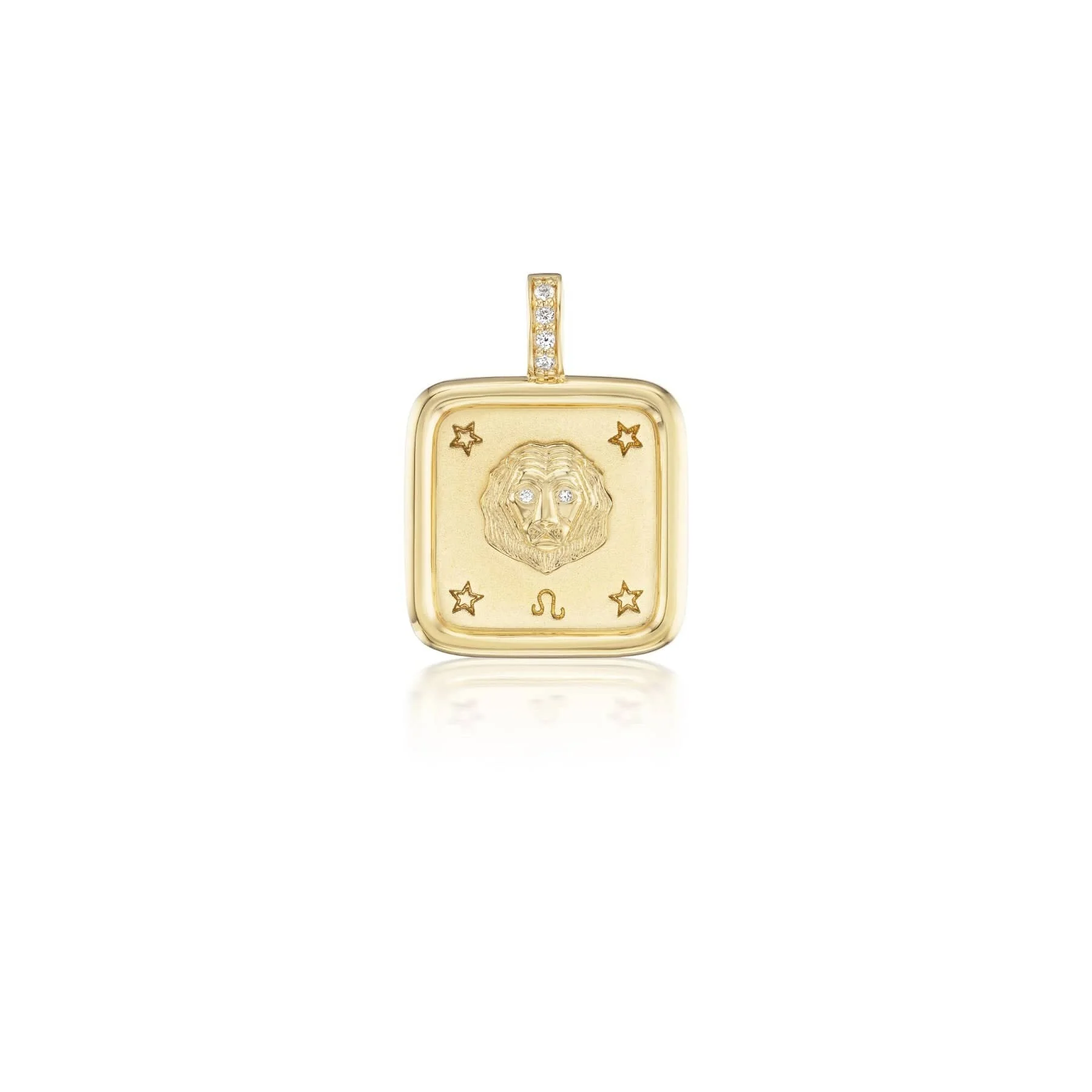 Sorellina 18K Yellow Gold Small Leo Zodiac Square Diamond Pendant