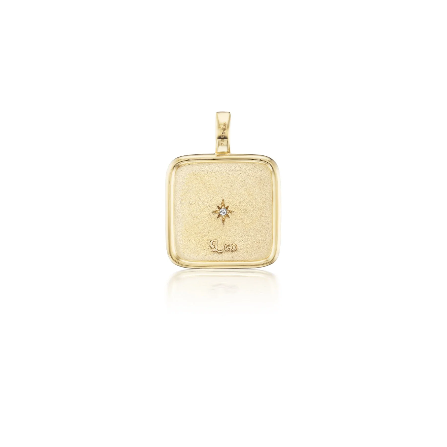 Sorellina 18K Yellow Gold Small Leo Zodiac Square Diamond Pendant - Image 2