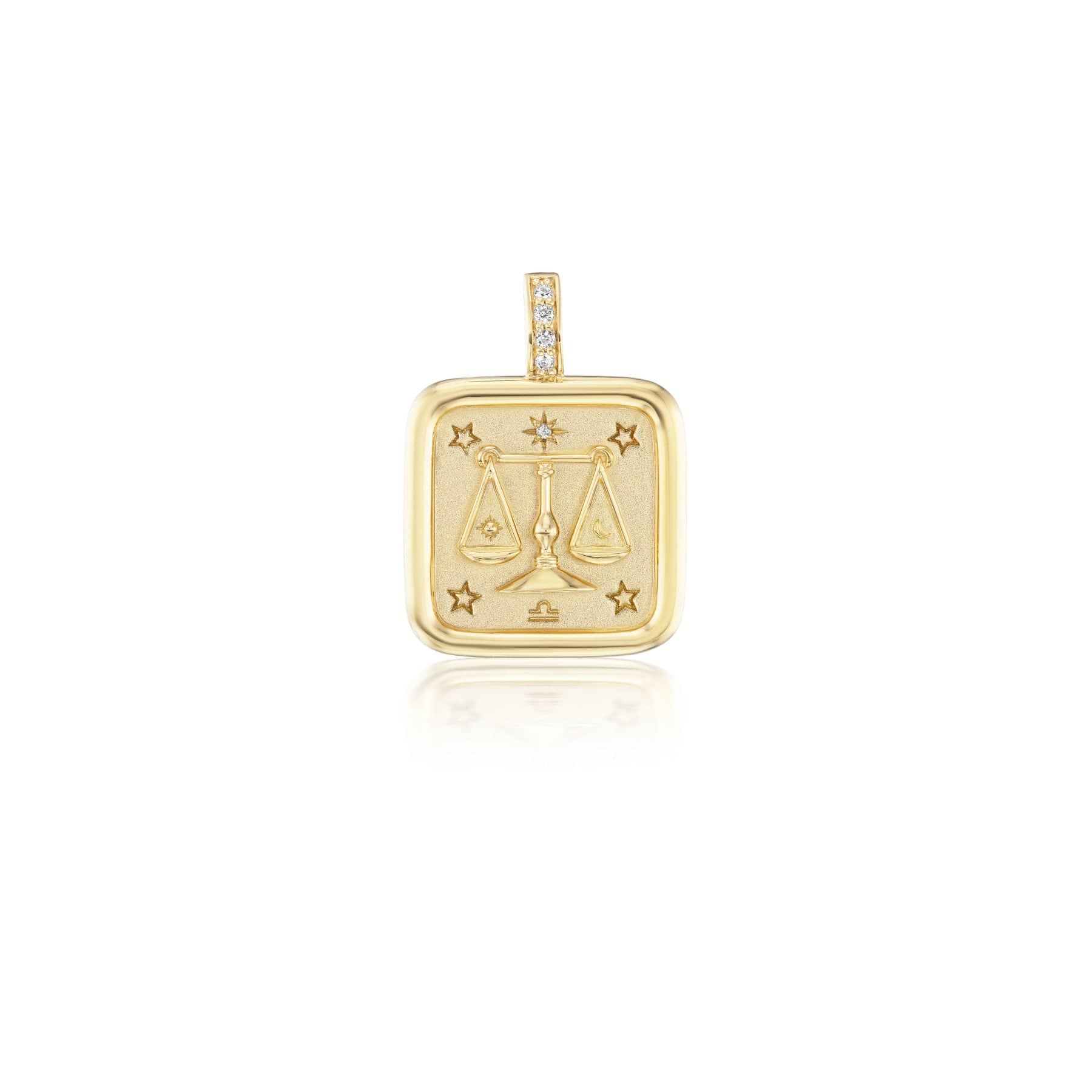 Sorellina 18K Yellow Gold Small Libra Zodiac Square Diamond Pendant