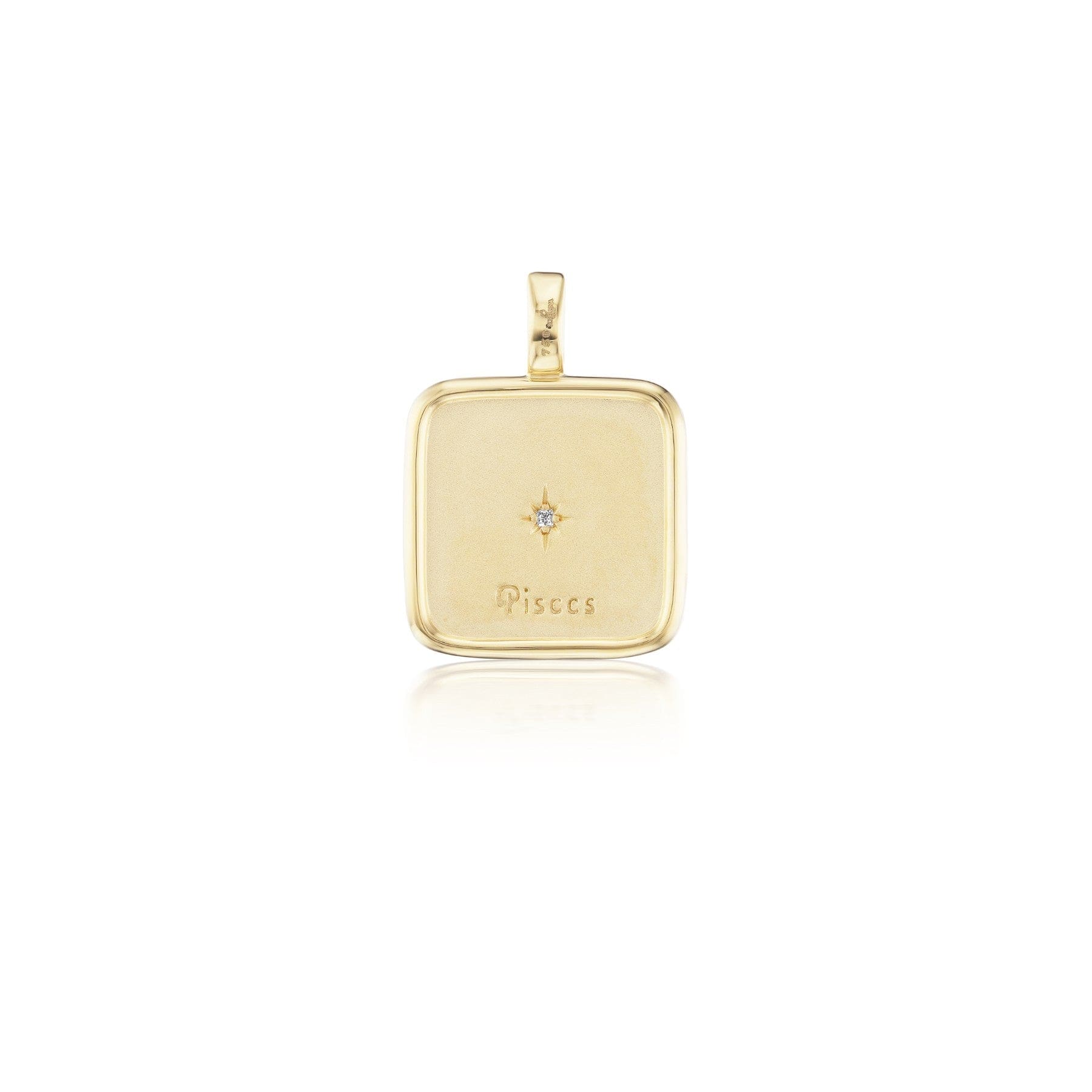 Sorellina 18K Yellow Gold Small Pisces Zodiac Square Diamond Pendant - Image 2