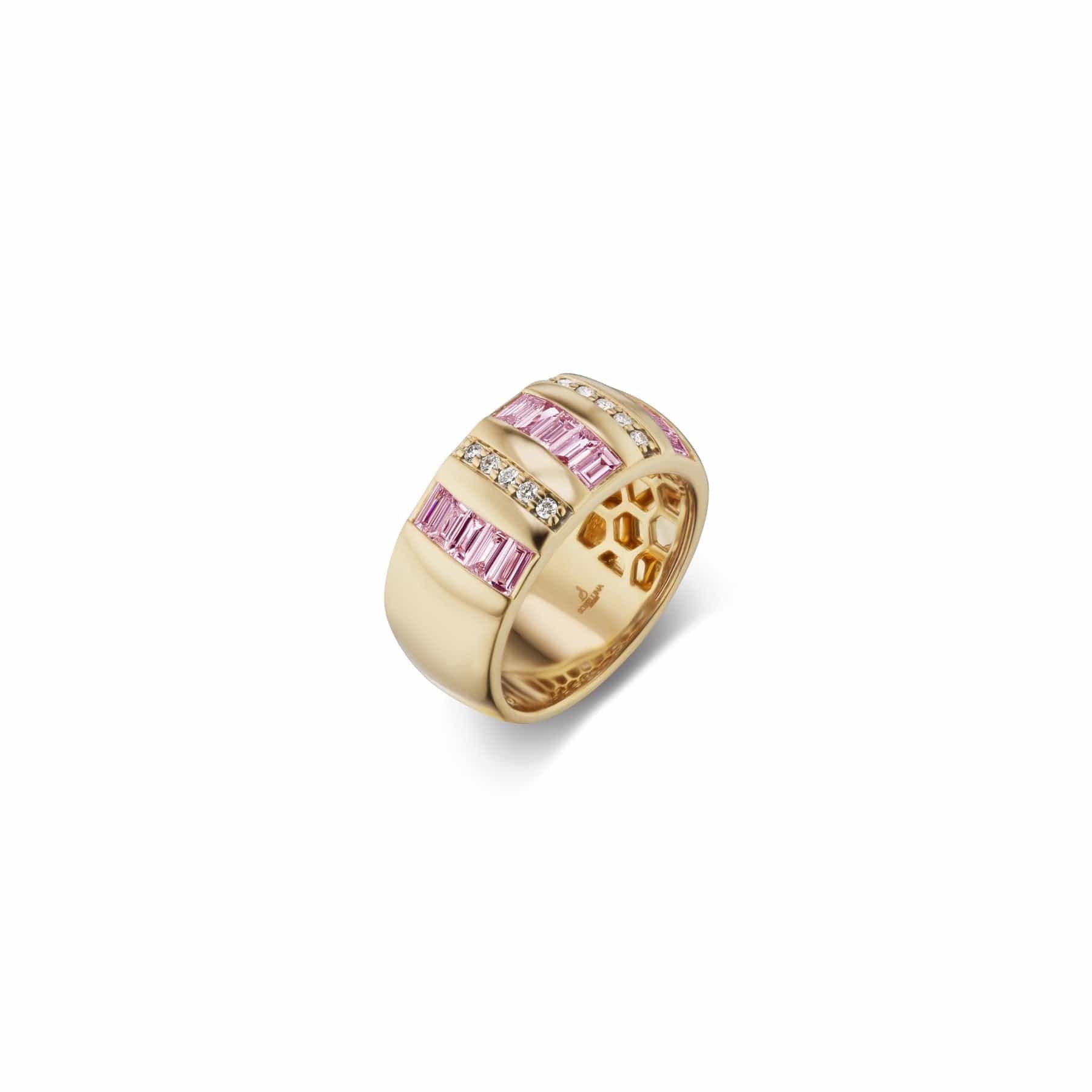 Sorellina 18K Yellow Gold Tarot Pink Sapphire and Diamond Ring - Image 2