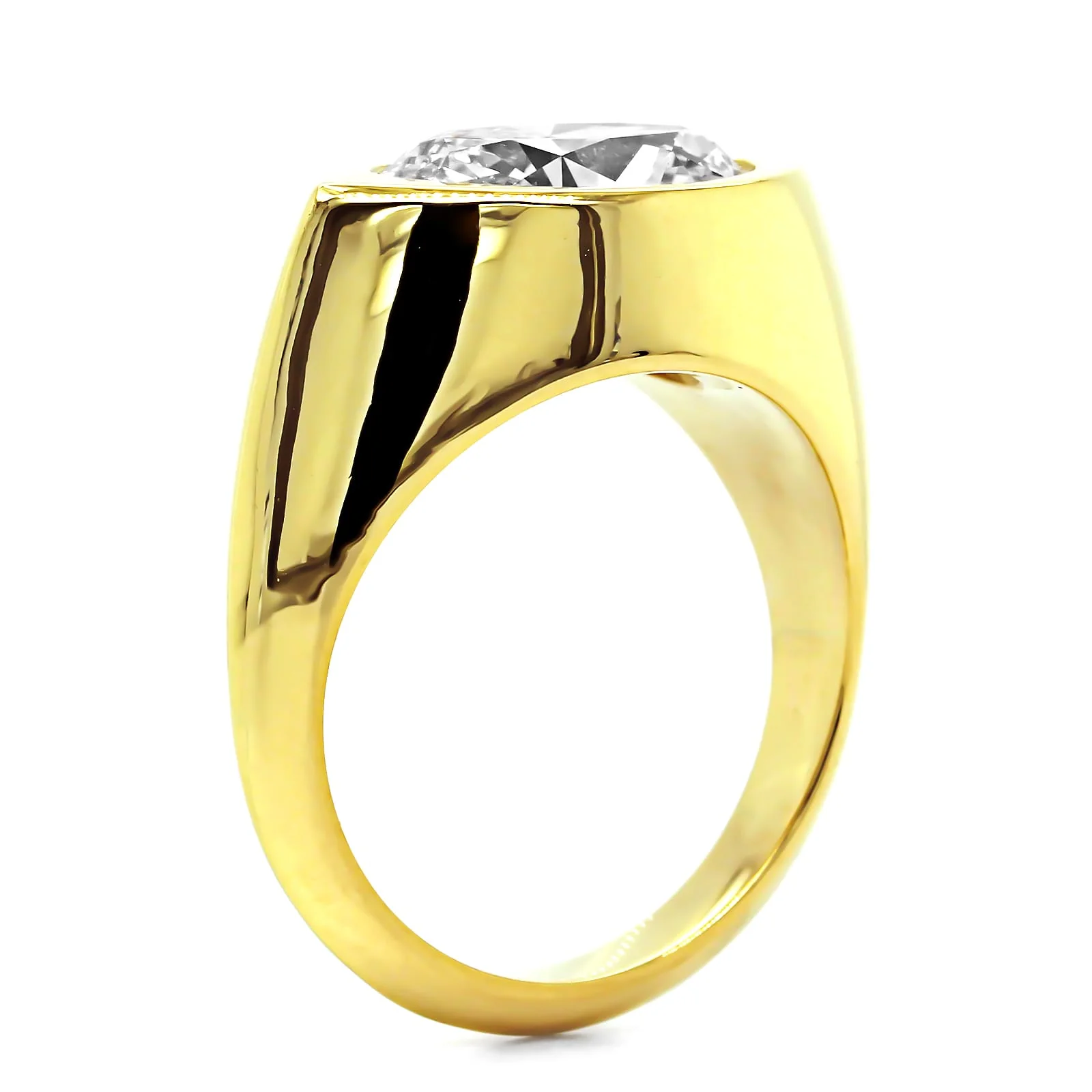 18K Yellow Gold Oval Diamond Bezel Set Engagement Ring - Image 2