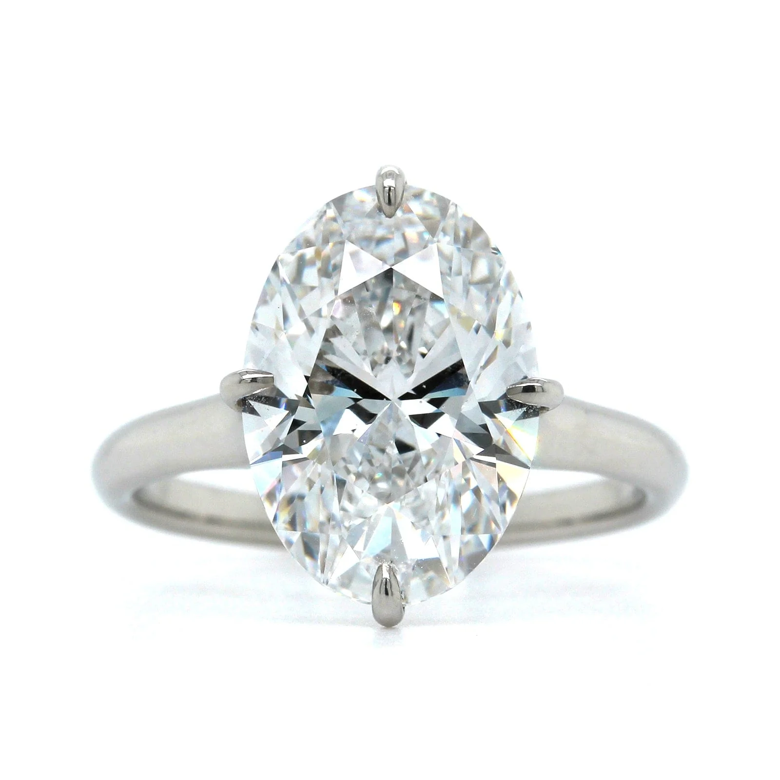 Platinum Oval Cut Diamond Engagement Ring - Image 5
