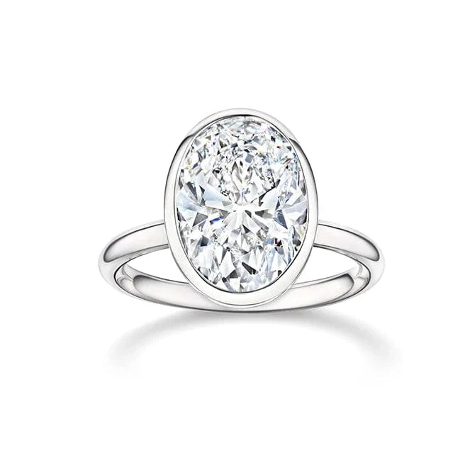 Platinum Oval Bezel Set Engagement Ring