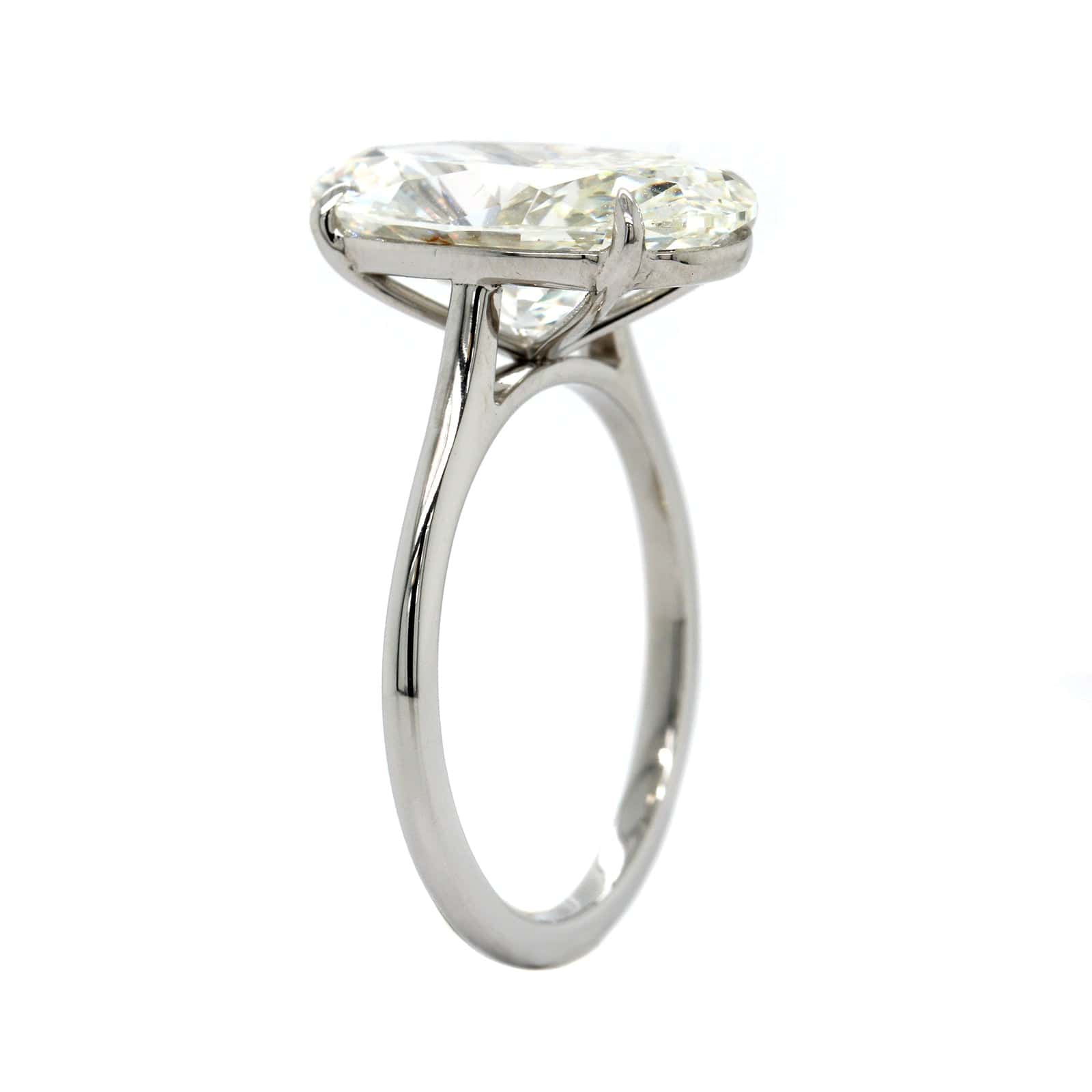 Platinum 4 Prong Cathedral Mounted Oval Diamond Engagement Ring - Image 2