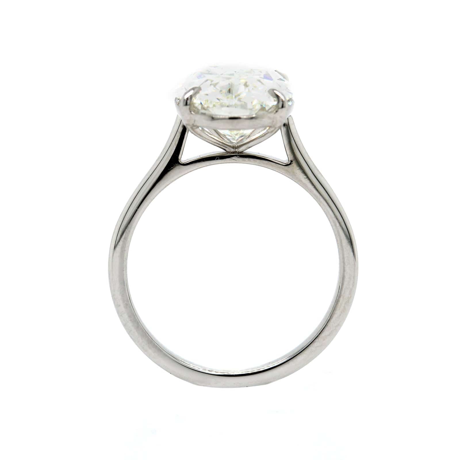 Platinum 4 Prong Cathedral Mounted Oval Diamond Engagement Ring - Image 3