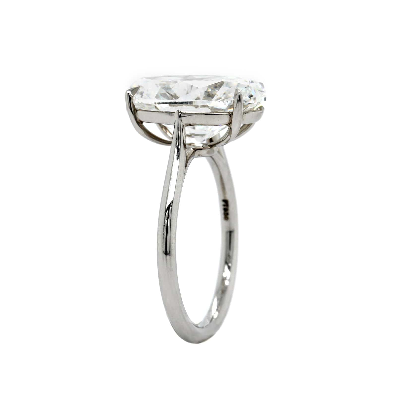 Platinum 4 Prong Cathedral Mounted Oval Diamond Engagement Ring - Image 2