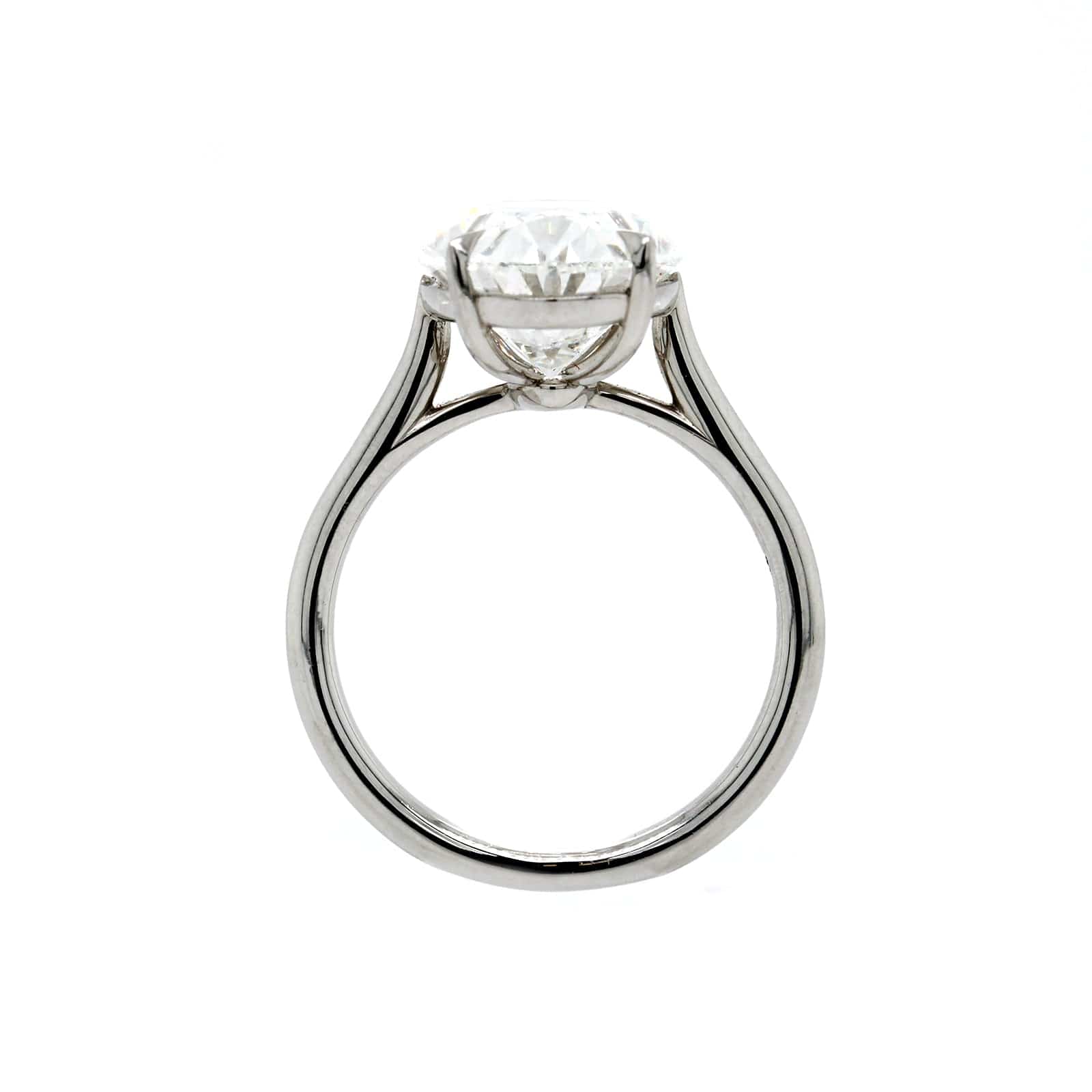Platinum 4 Prong Cathedral Mounted Oval Diamond Engagement Ring - Image 3