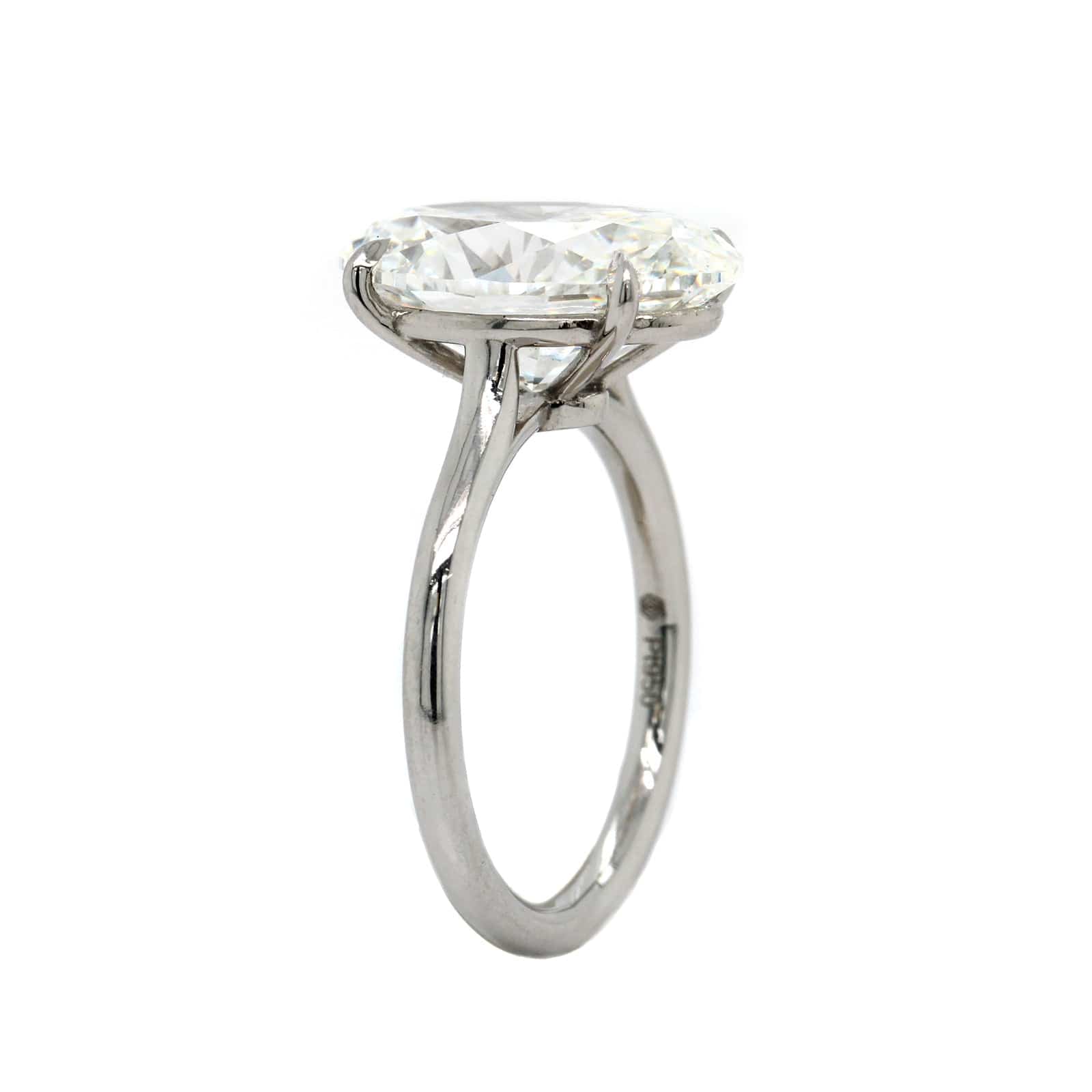 Platinum 4 Prong Cathedral Mounted Oval Diamond Engagement Ring - Image 2