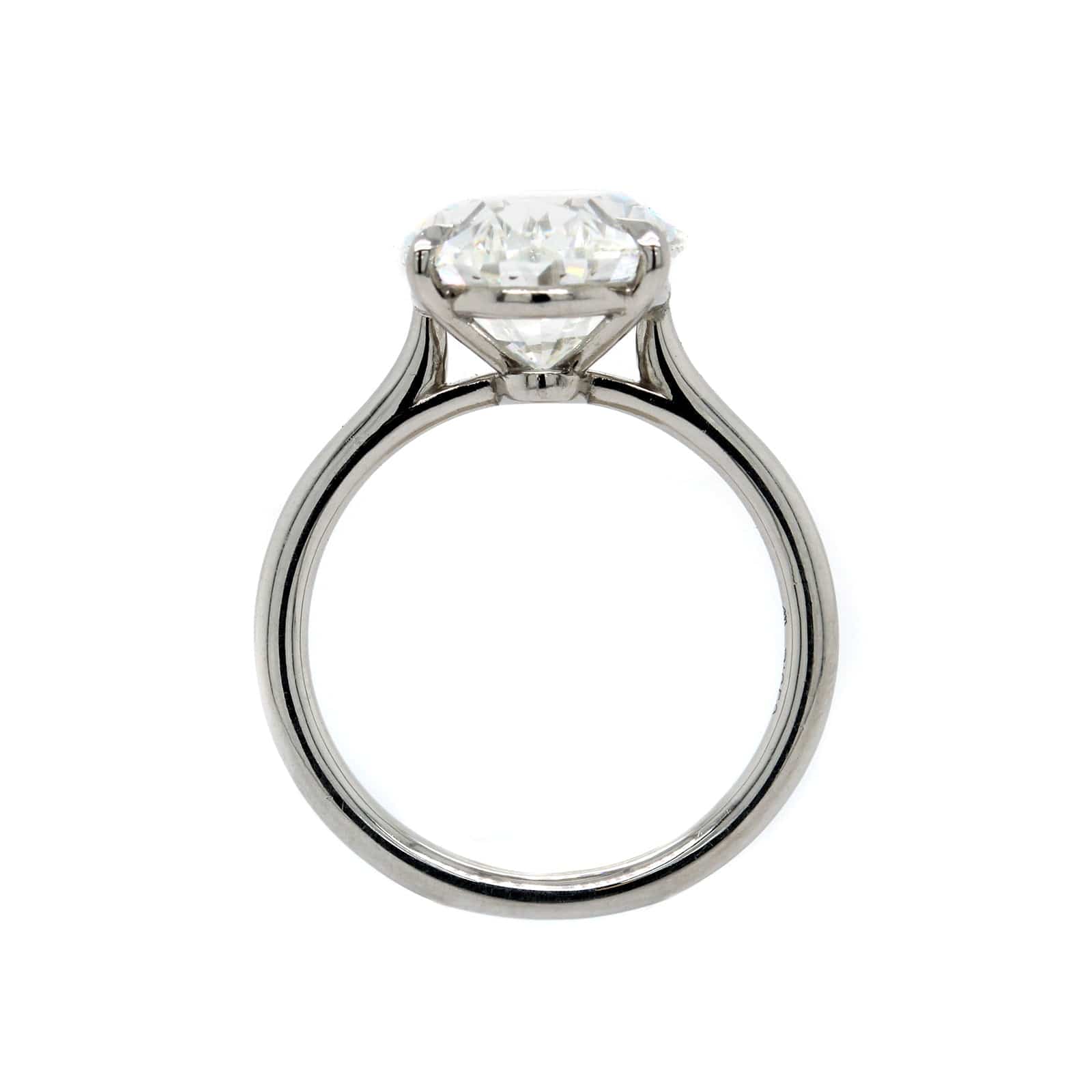 Platinum 4 Prong Cathedral Mounted Oval Diamond Engagement Ring - Image 3