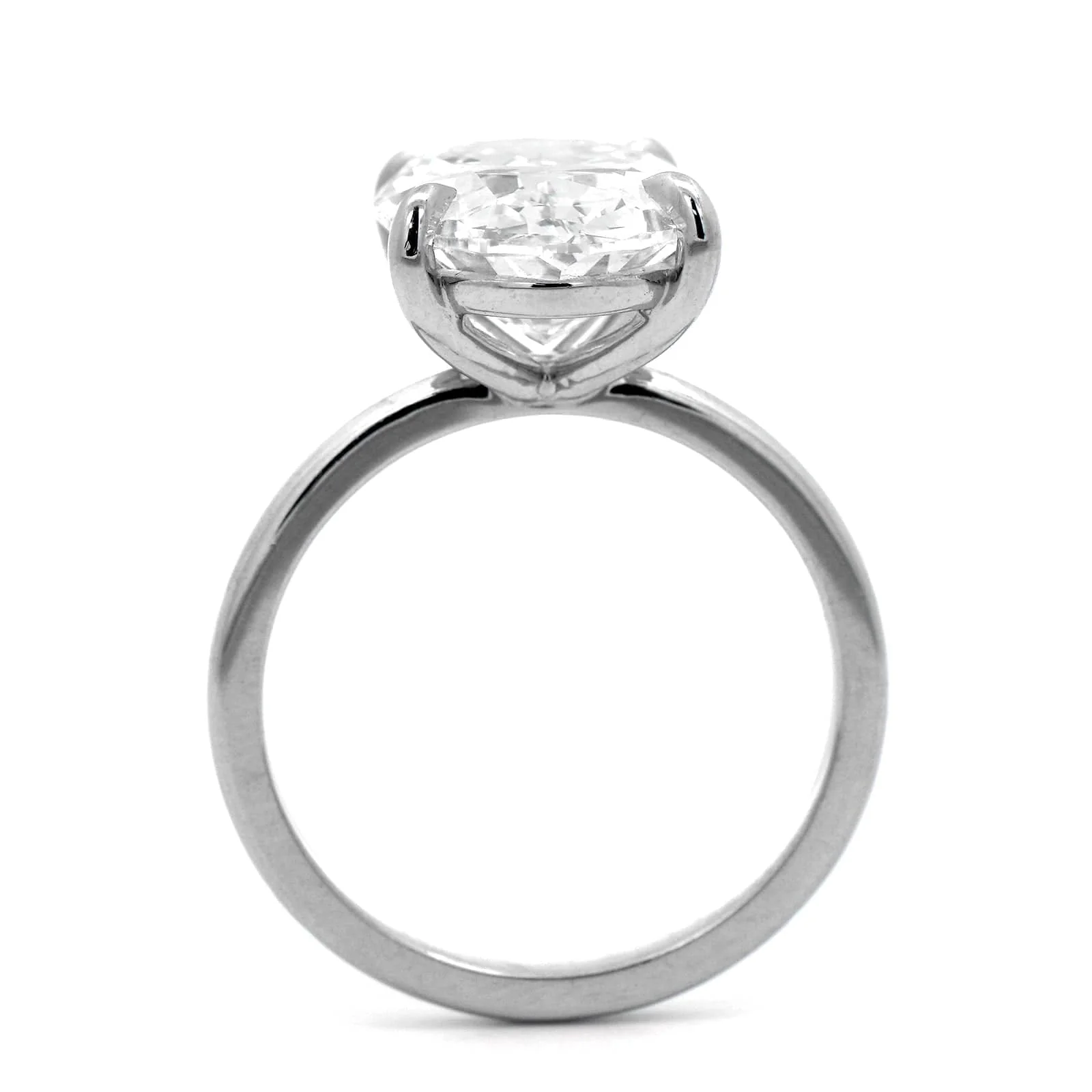 Platinum 4 Prong Mounted Oval Diamond Engagement Ring - Image 3