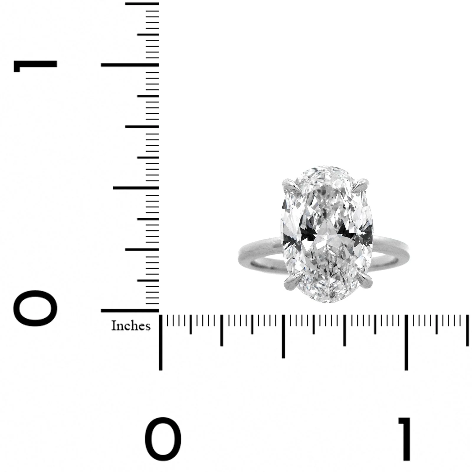 Platinum 4 Prong Mounted Oval Diamond Engagement Ring - Image 4
