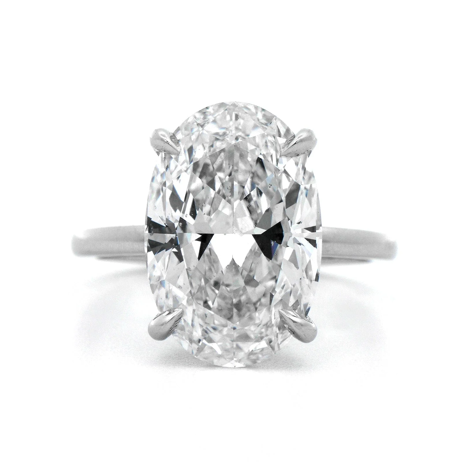 Platinum 4 Prong Mounted Oval Diamond Engagement Ring - Image 5
