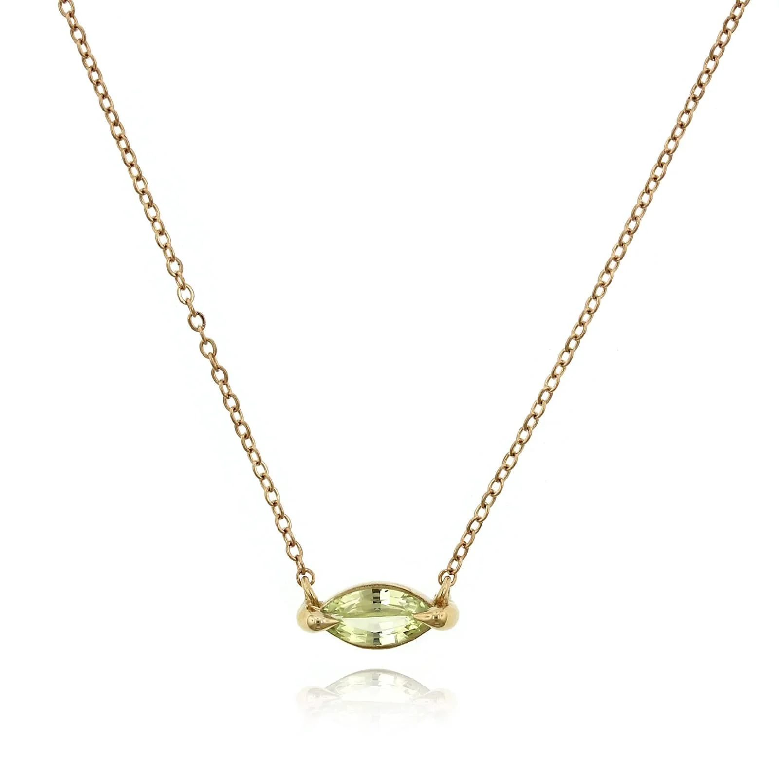 14K Yellow Gold Green Sapphire Pendant - Image 4
