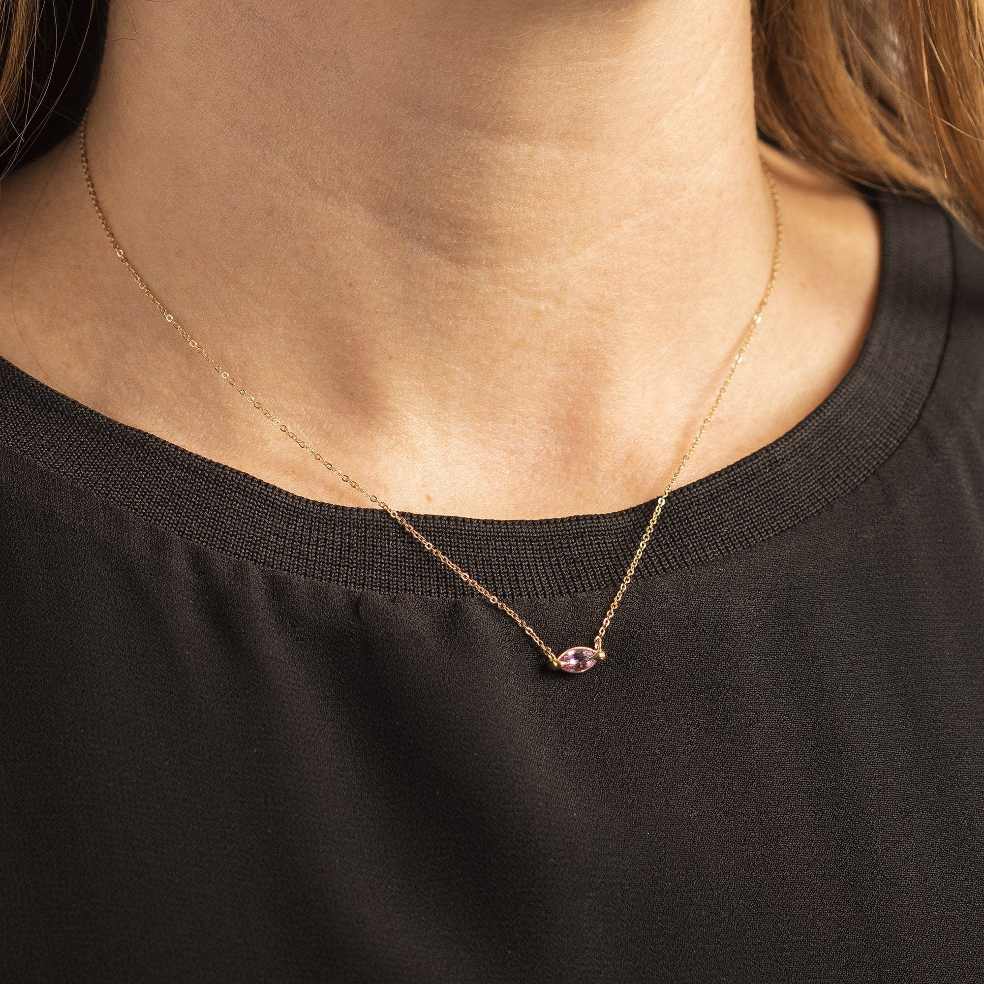 14K Yellow Gold Pink Sapphire Pendant - Image 2