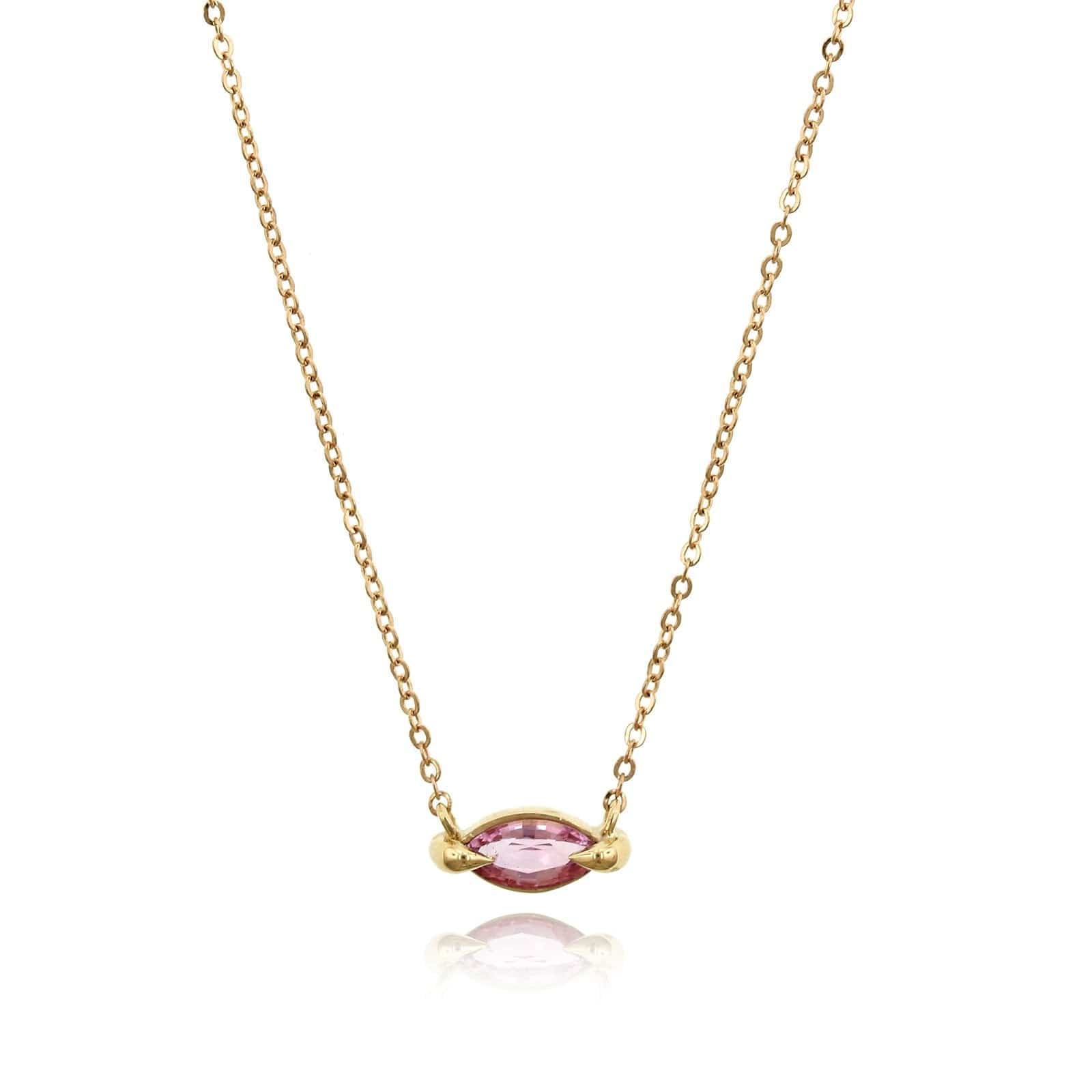 14K Yellow Gold Pink Sapphire Pendant - Image 4