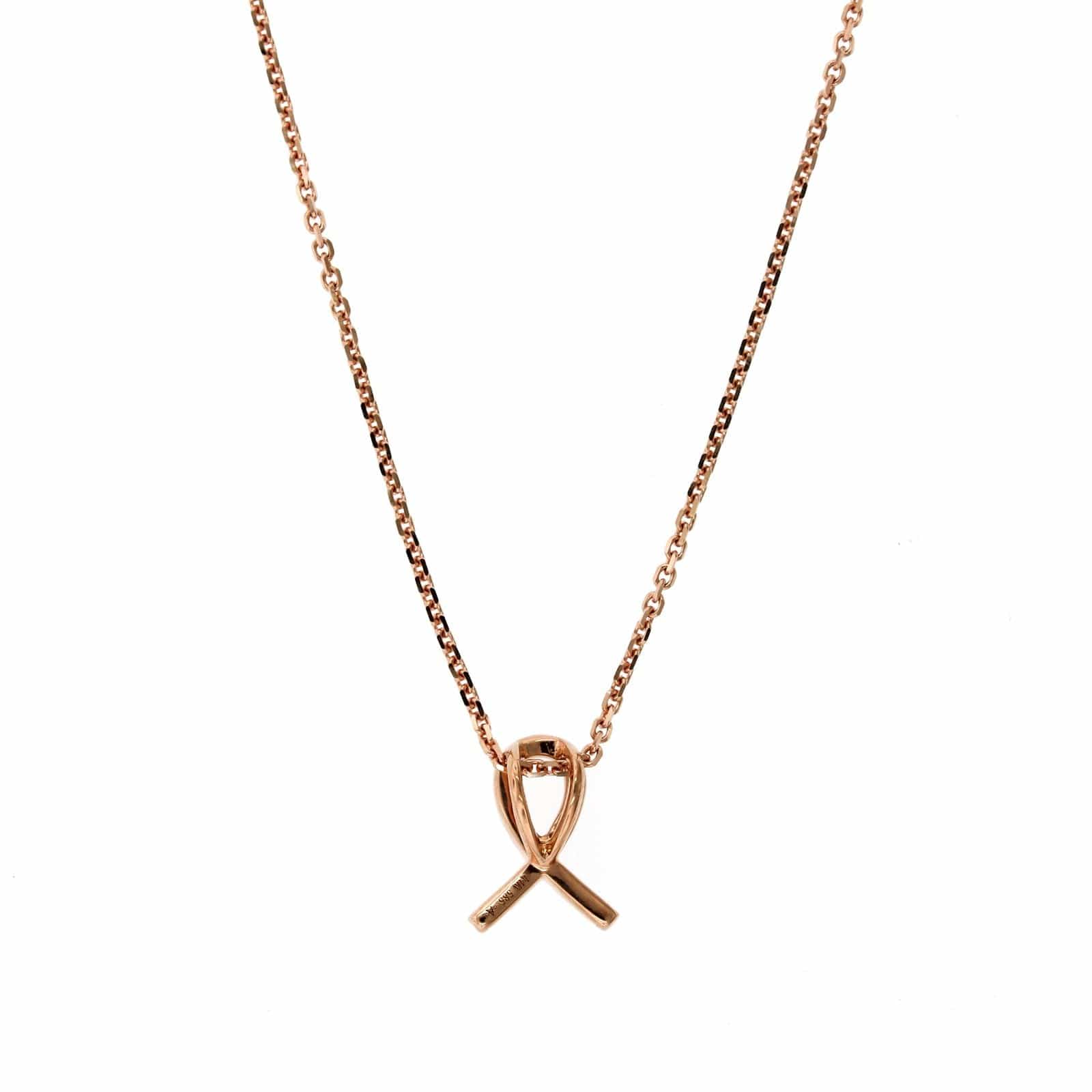 14K Rose Gold Breast Cancer Pink Sapphire Necklace - Image 2