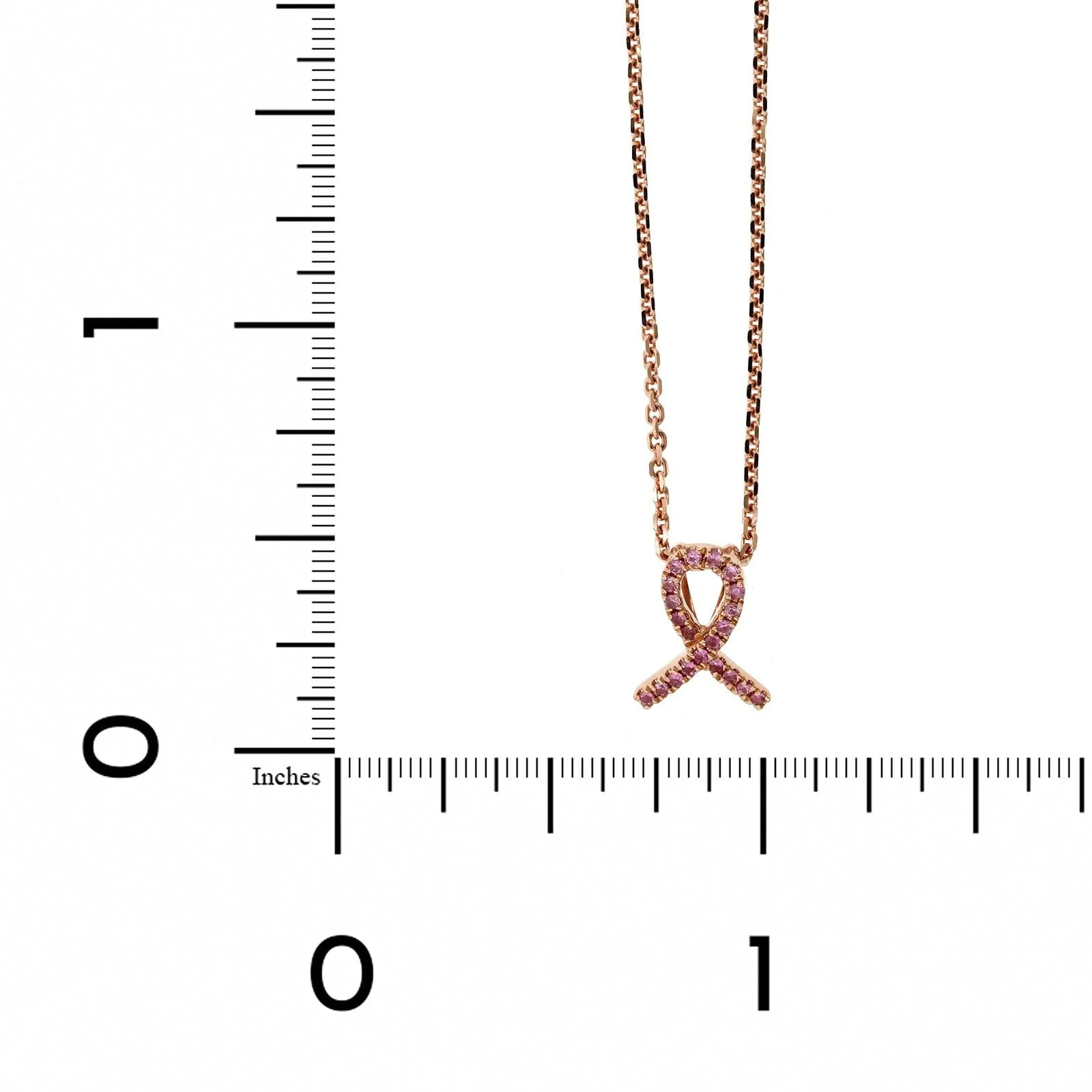 14K Rose Gold Breast Cancer Pink Sapphire Necklace - Image 4