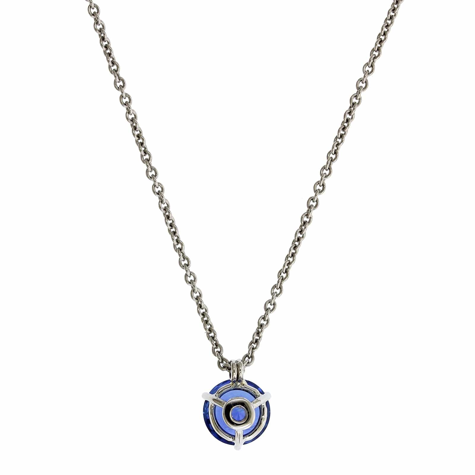 Platinum Round Sapphire Solitaire Pendant - Image 2