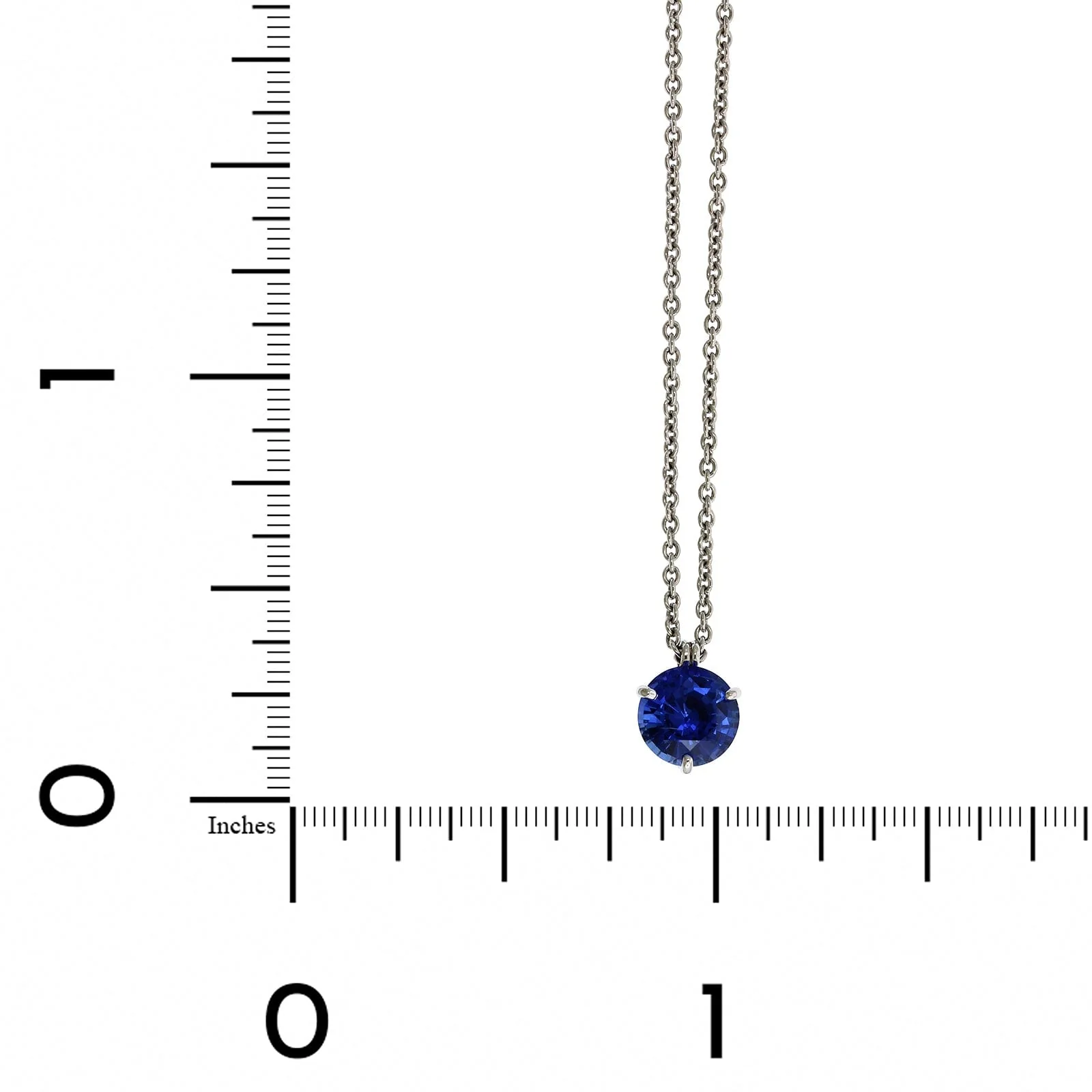 Platinum Round Sapphire Solitaire Pendant - Image 4