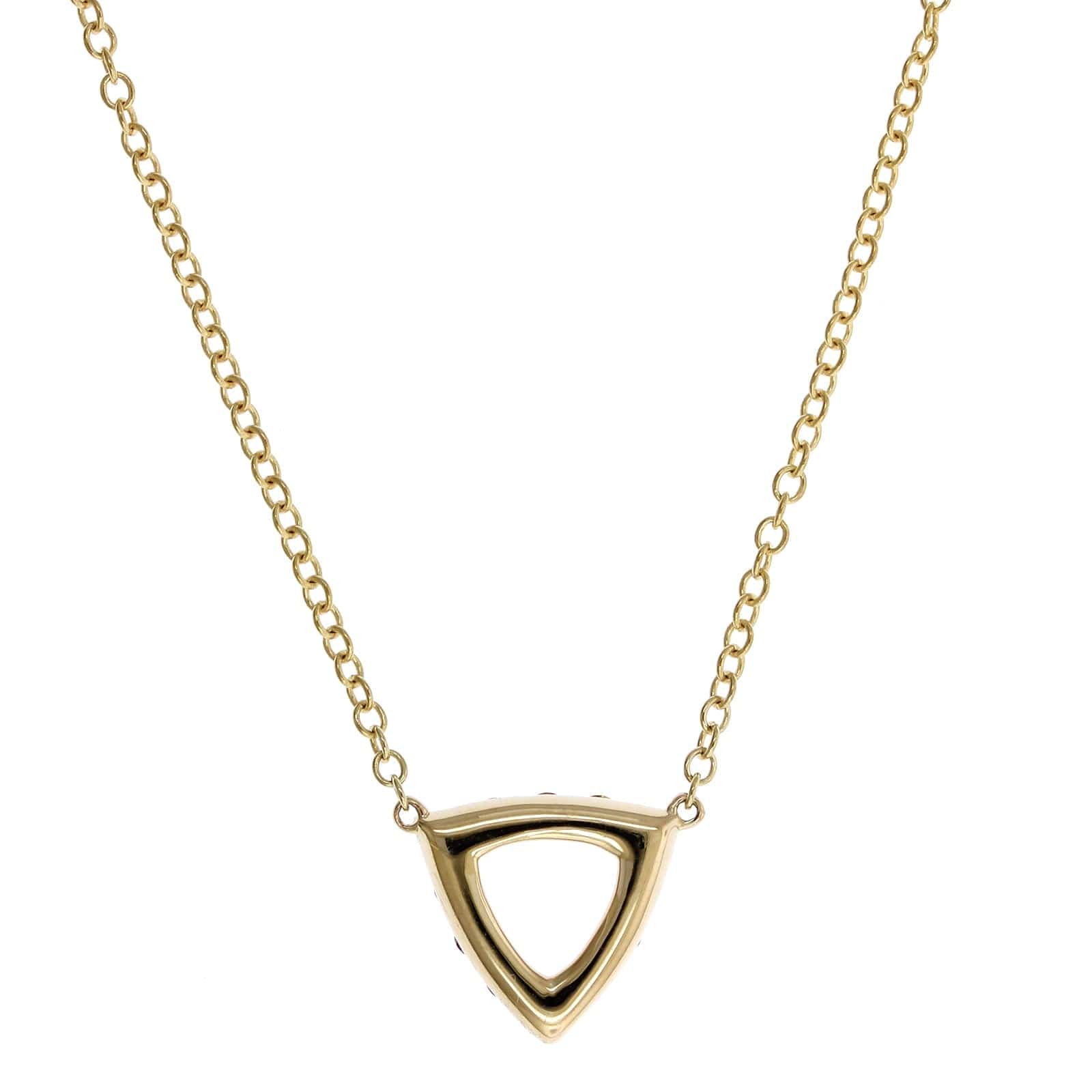 14K Yellow Gold Triangular Rainbow Sapphire Pendant Necklace - Image 2