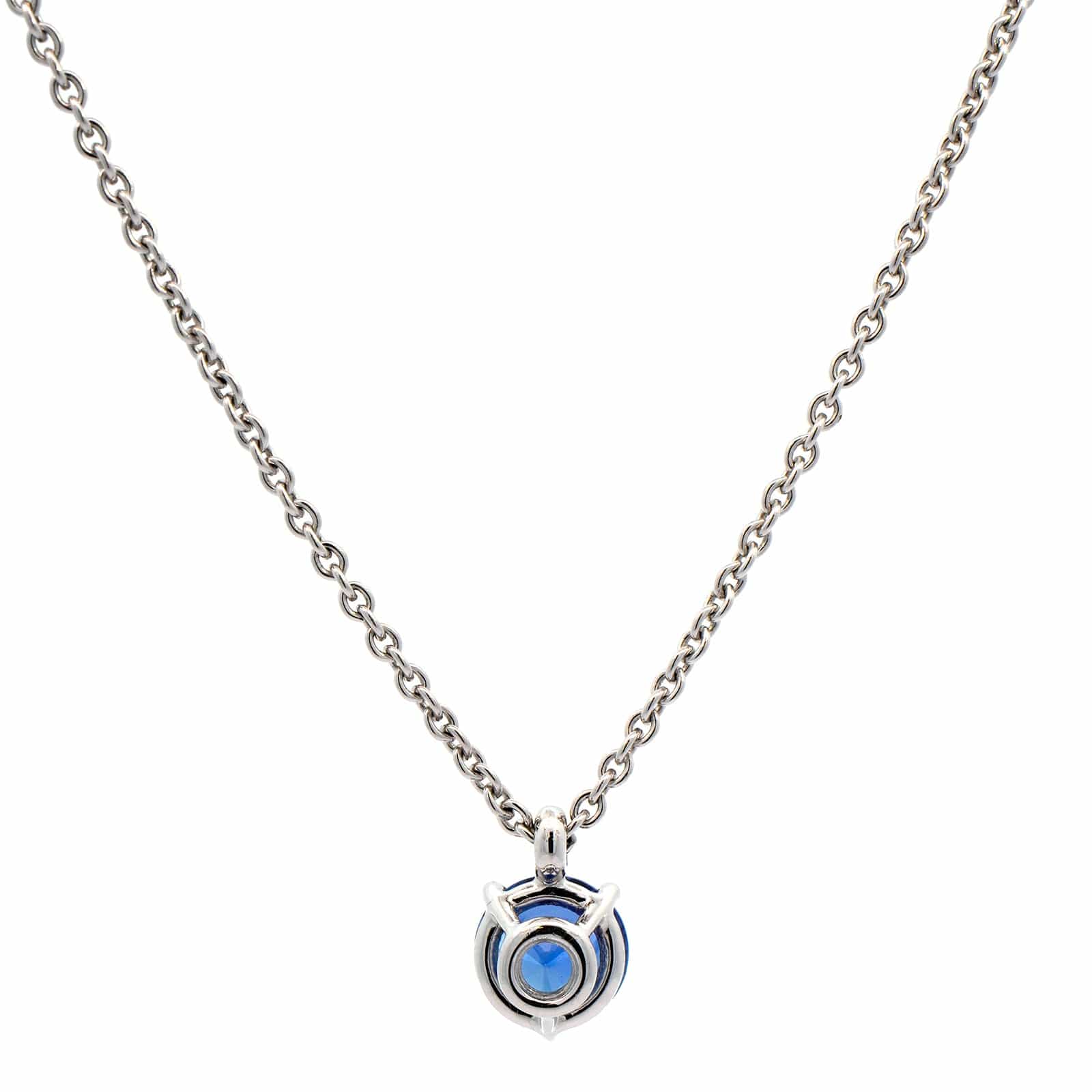 18K White Gold Blue Sapphire Necklace - Image 2