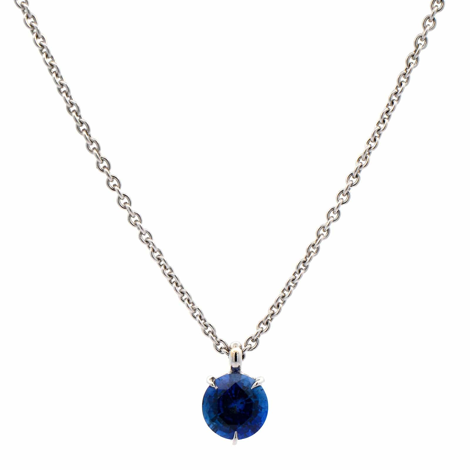 18K White Gold Blue Sapphire Necklace - Image 5
