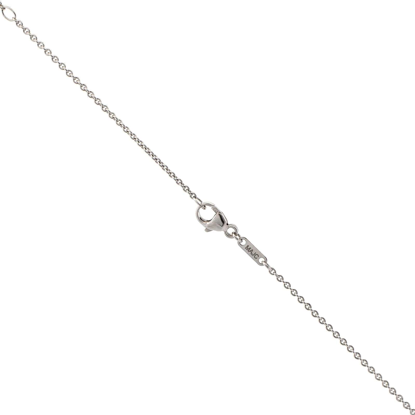 18K White Gold Cushion Cut Yellow Sapphire Pendant Necklace - Image 3