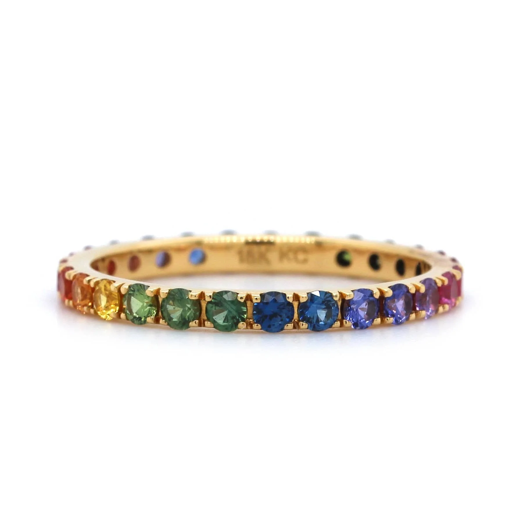 18K Yellow Gold Multi-Color Sapphire Eternity Ring - Image 5