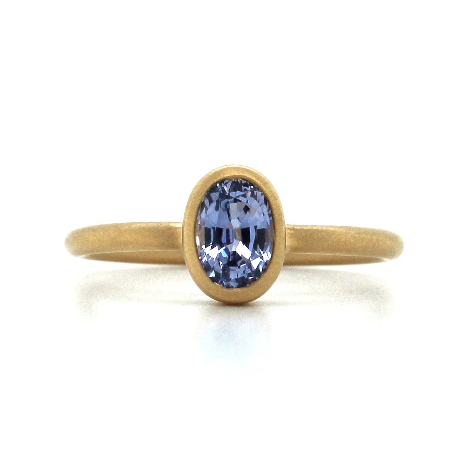 14K Yellow Gold Round Oval Lavender Sapphire Ring