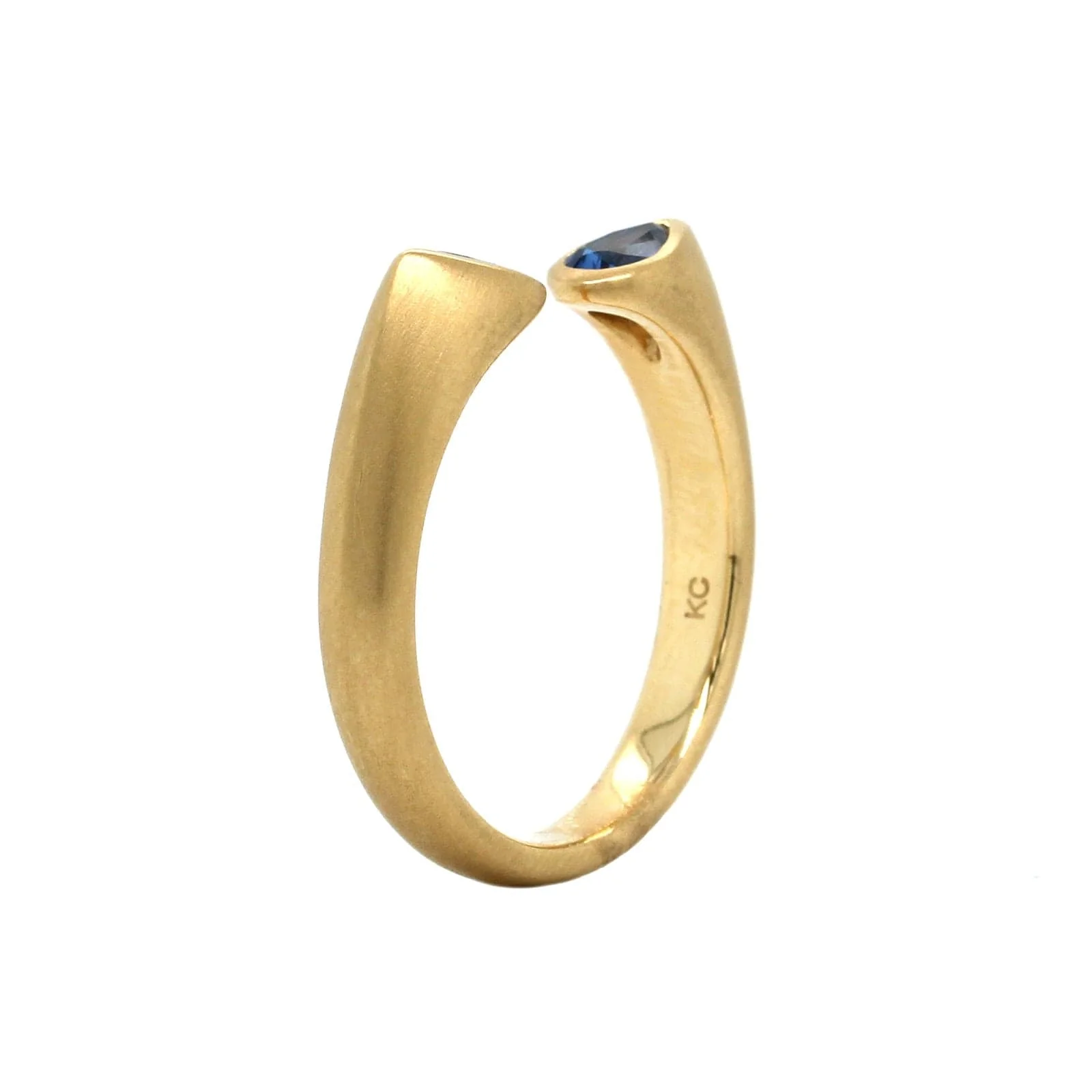 18K Yellow Gold Sapphire Open Ring - Image 3