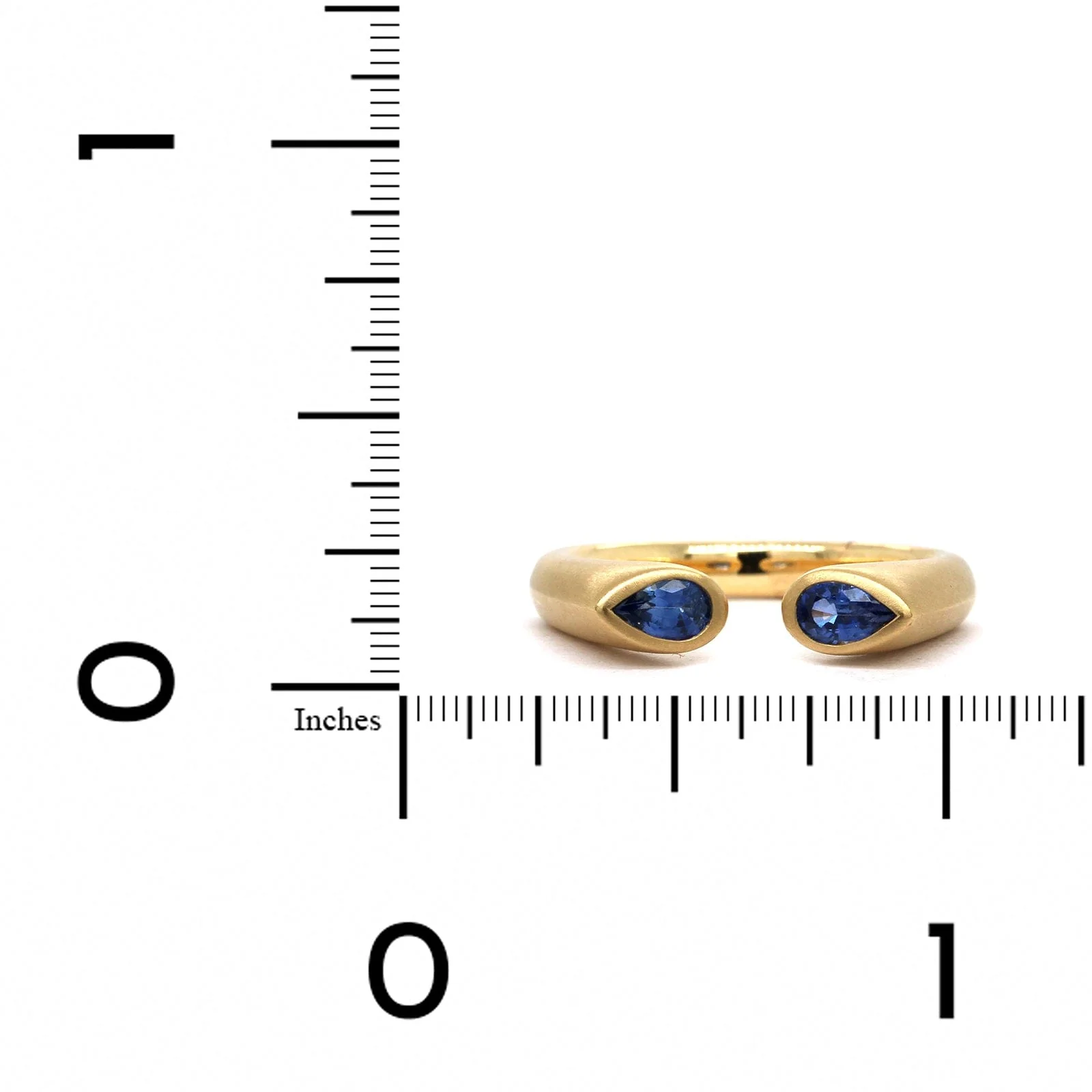 18K Yellow Gold Sapphire Open Ring - Image 4