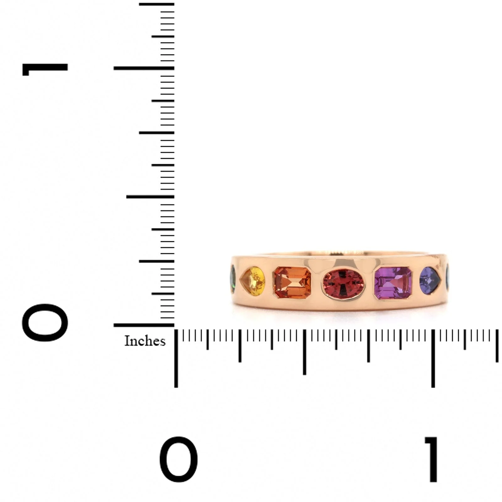 18K Rose Gold Rainbow Sapphire Ring - Image 4