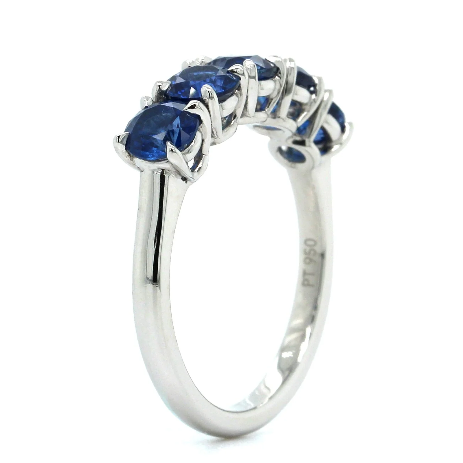 Platinum 5 Stone Sapphire Ring - Image 2