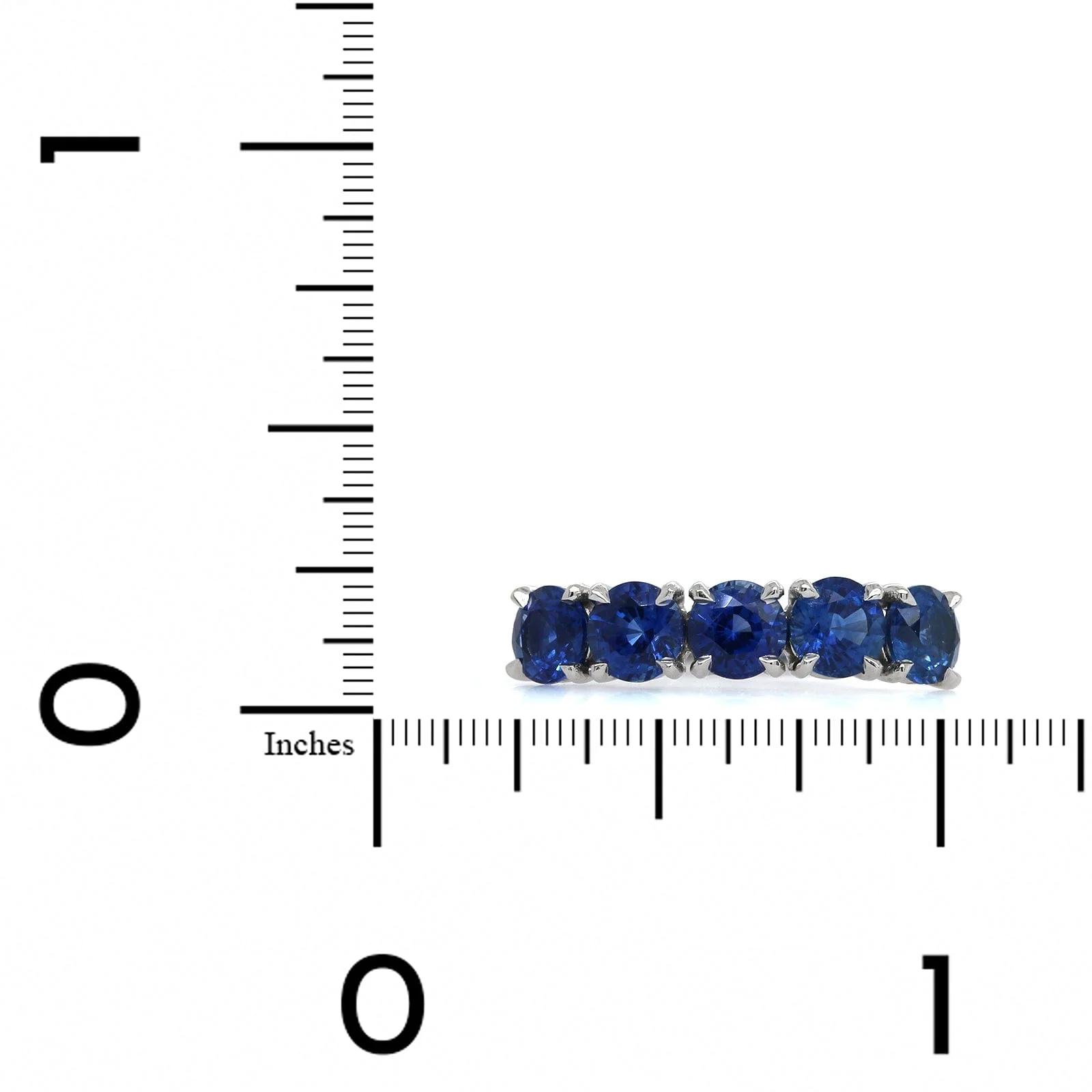 Platinum 5 Stone Sapphire Ring - Image 3