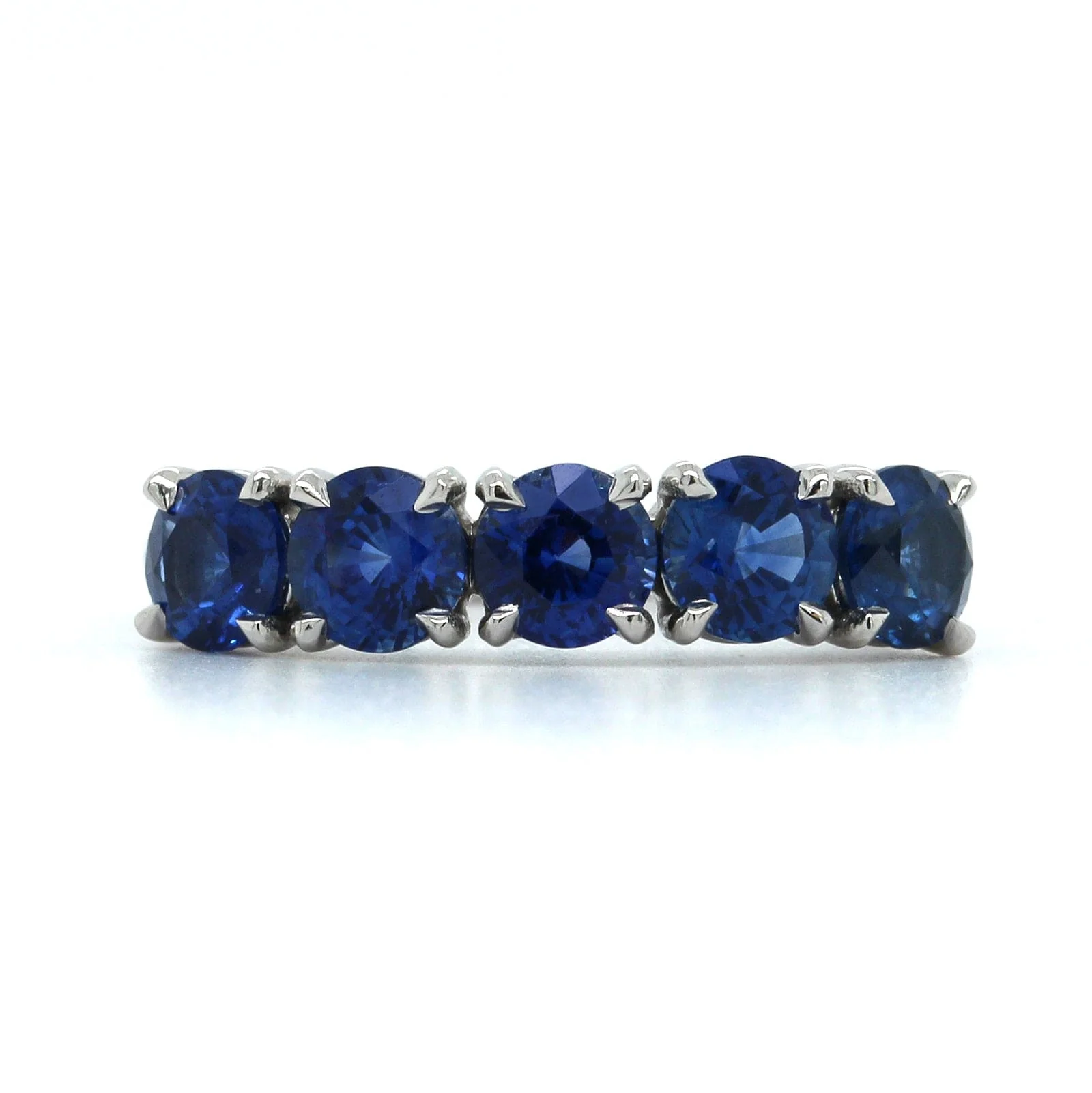 Platinum 5 Stone Sapphire Ring - Image 4