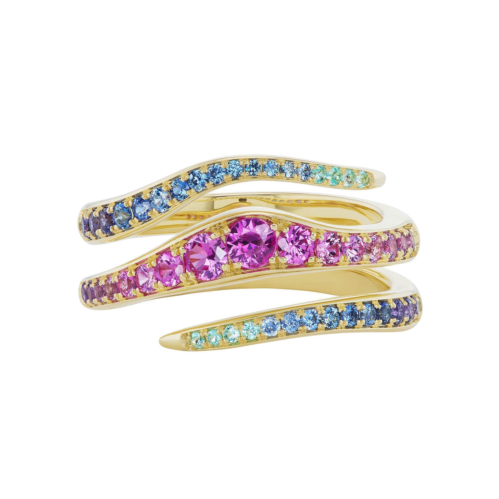 Emily P. Wheeler 18K Yellow Gold Ombre Sapphire Double Wrap Ring