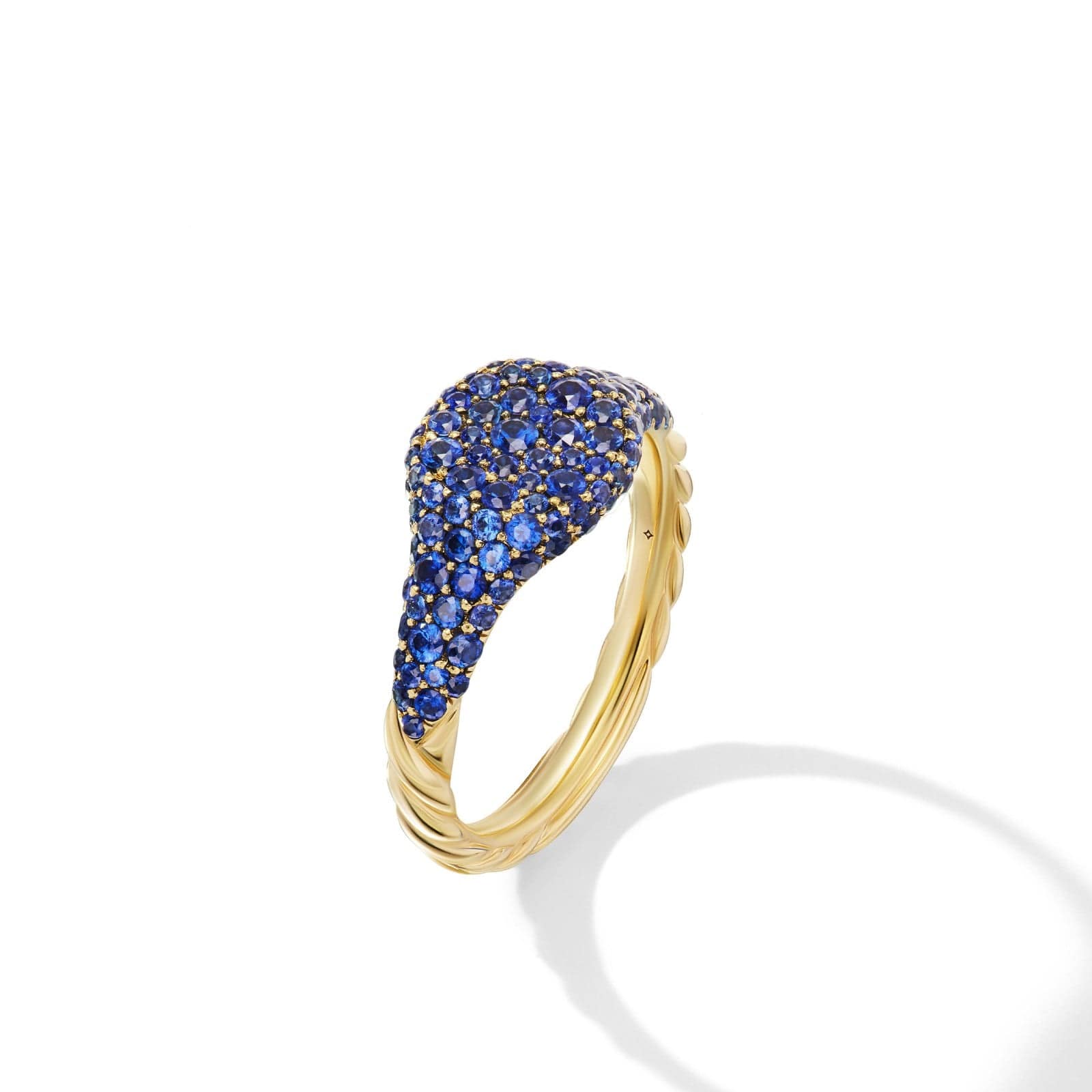 Petite Pavé Pinky Ring in 18K Yellow Gold with Sapphires, 7mm - Image 2