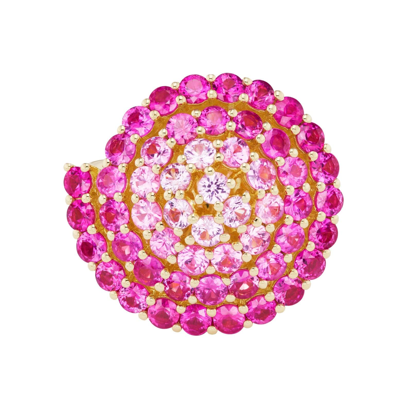 Emily P. Wheeler 18K Yellow Gold Pink Ombre Sapphire Spiral Ring