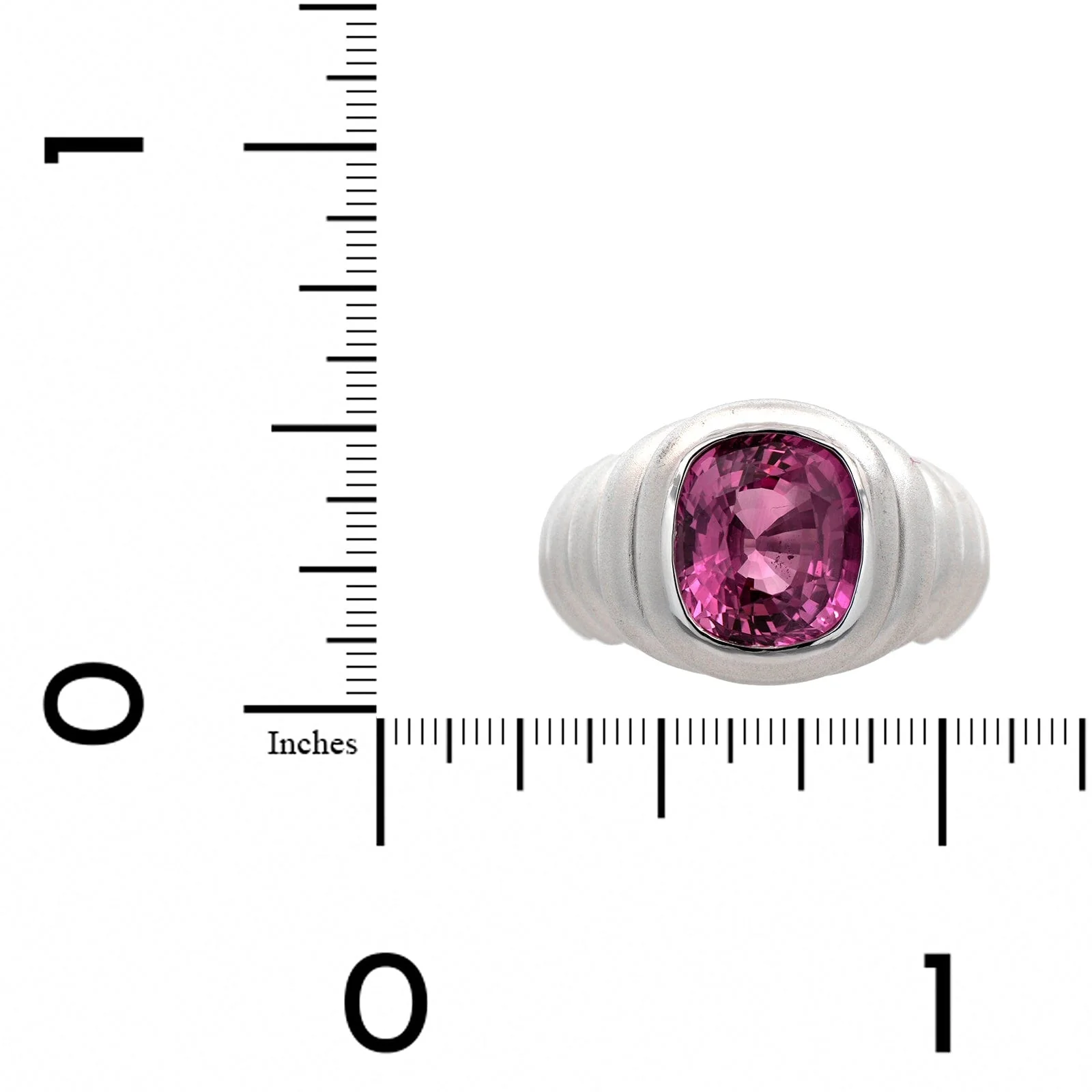 18K White Gold Oval Transparent Pink Sapphire Ring - Image 3